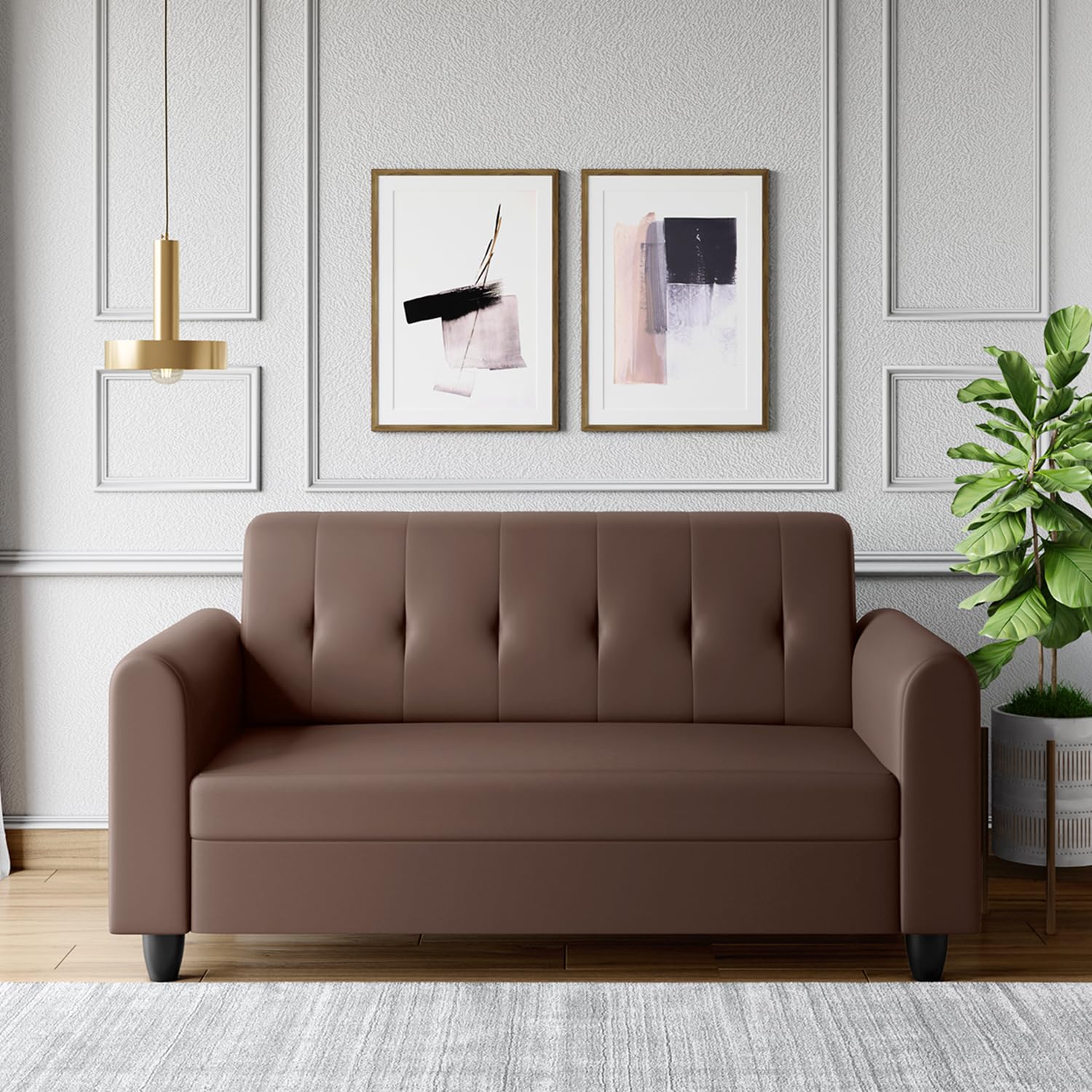 GODREJ INTERIO Sofa Rewind 3 Seater Synthetic Leather Sofa for Living Room, 1-Year Warranty, Solid Wood, Crush Brown-picture-15