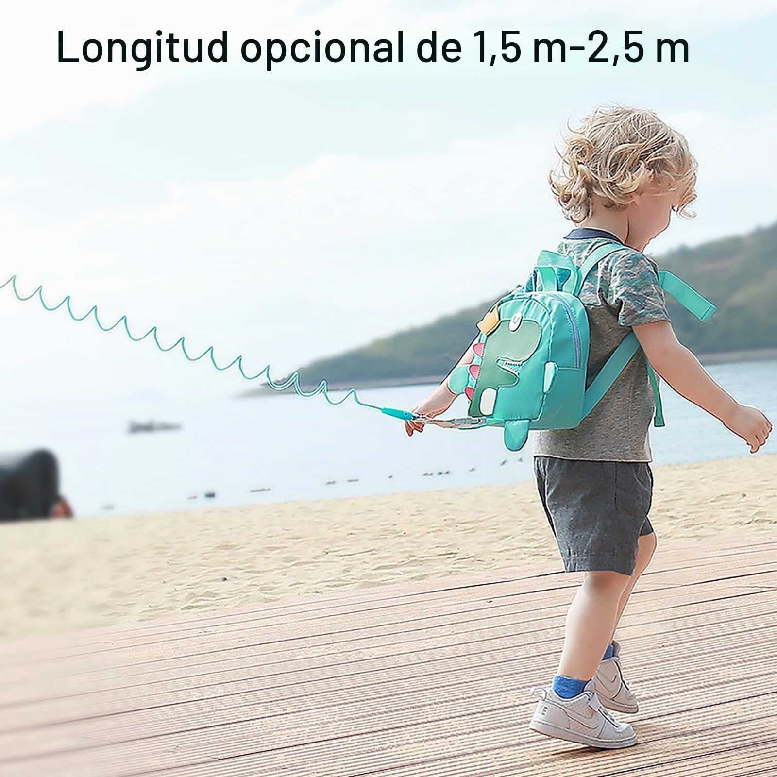 Correa para Niño, 4 en 1 Bebé Mochila Arnés de Seguridad Andador Chaleco Ajustable para Aprender Andar Niños, Correa de Muñeca Suave Elástica Caminando Correa Niños Paseo, Verde