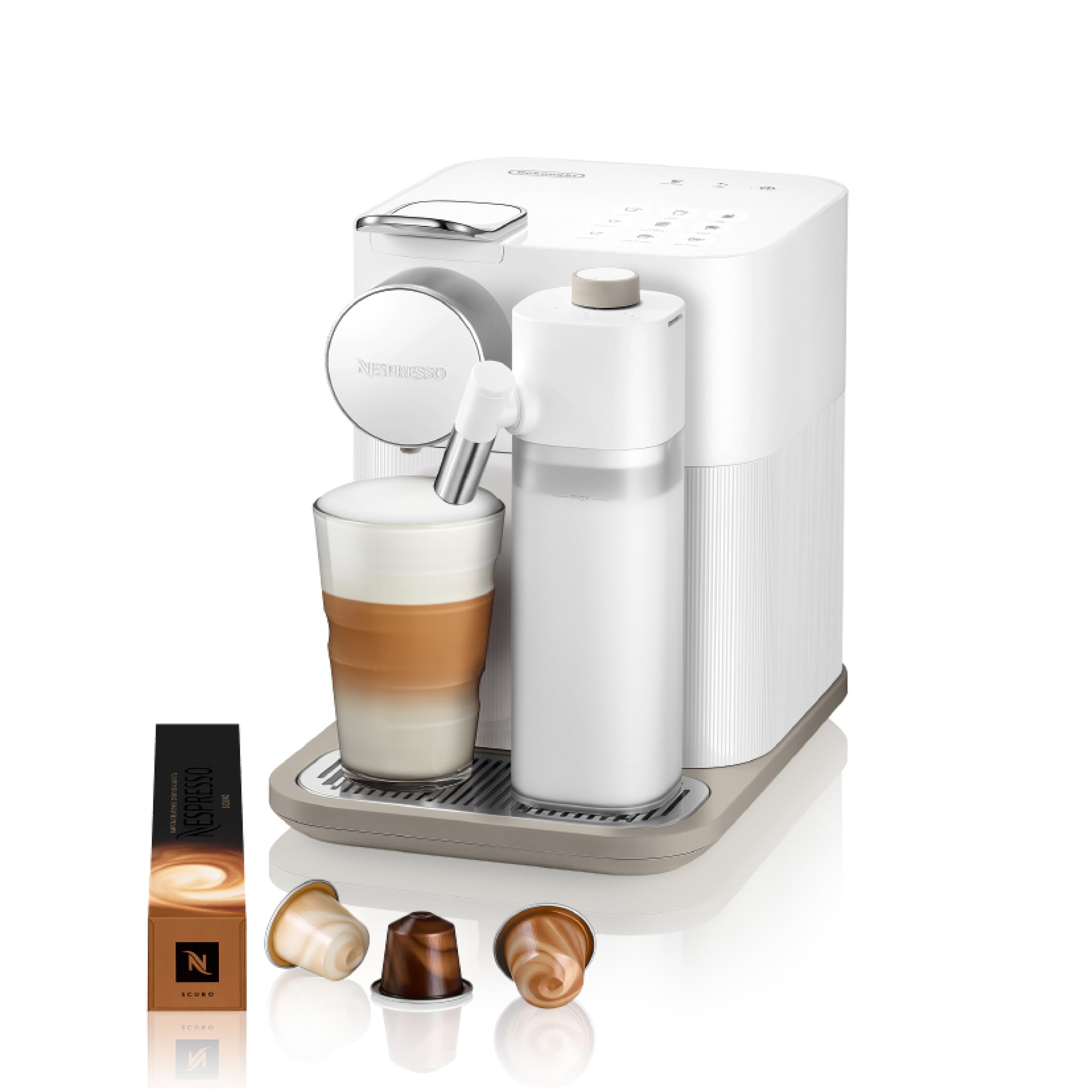 Nespresso Gran Lattissima Single Serve Coffee and Espresso Machine by De’Longhi, White