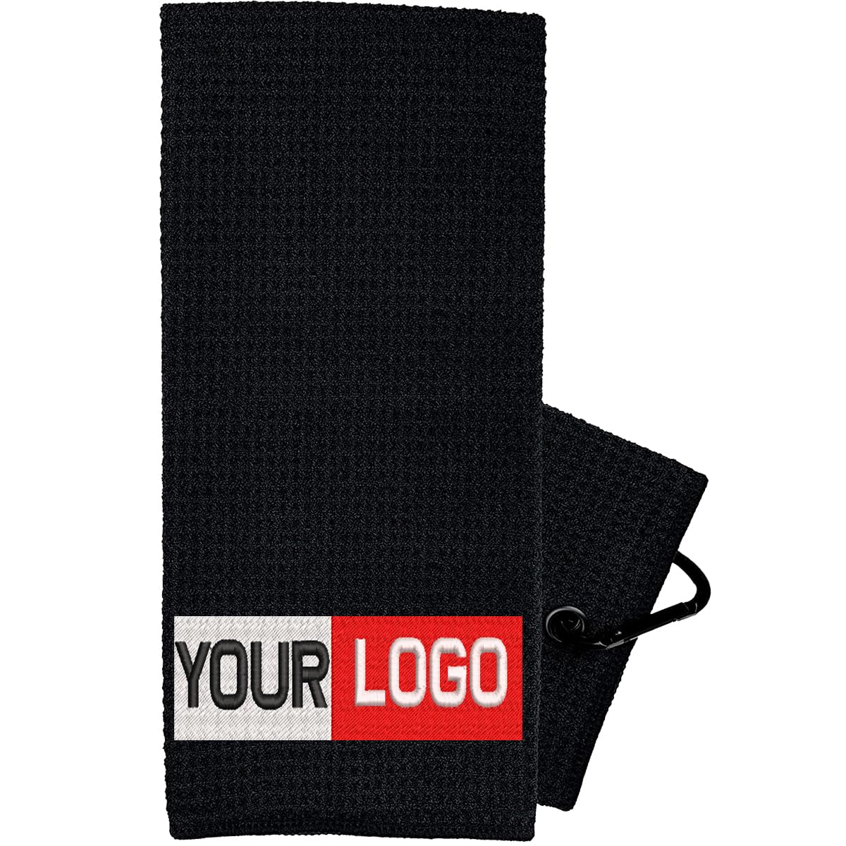 Cstom Golf Towel, Personalised Embroidered Text & Logo Golf Towels with Carabiner Clip, Microfiber Waffle Pattern Tri-fold Golf Towels for Golf Bags for Men