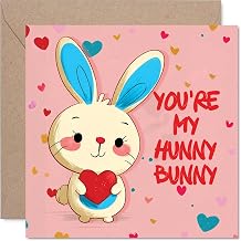 Stuff4 Cute Anniversary Card - Hunny Bunny - Romantic Happy Anniversary Card for Women Men, 5.7 Inch Sweet I Love You Anniversaries Greeting Cards