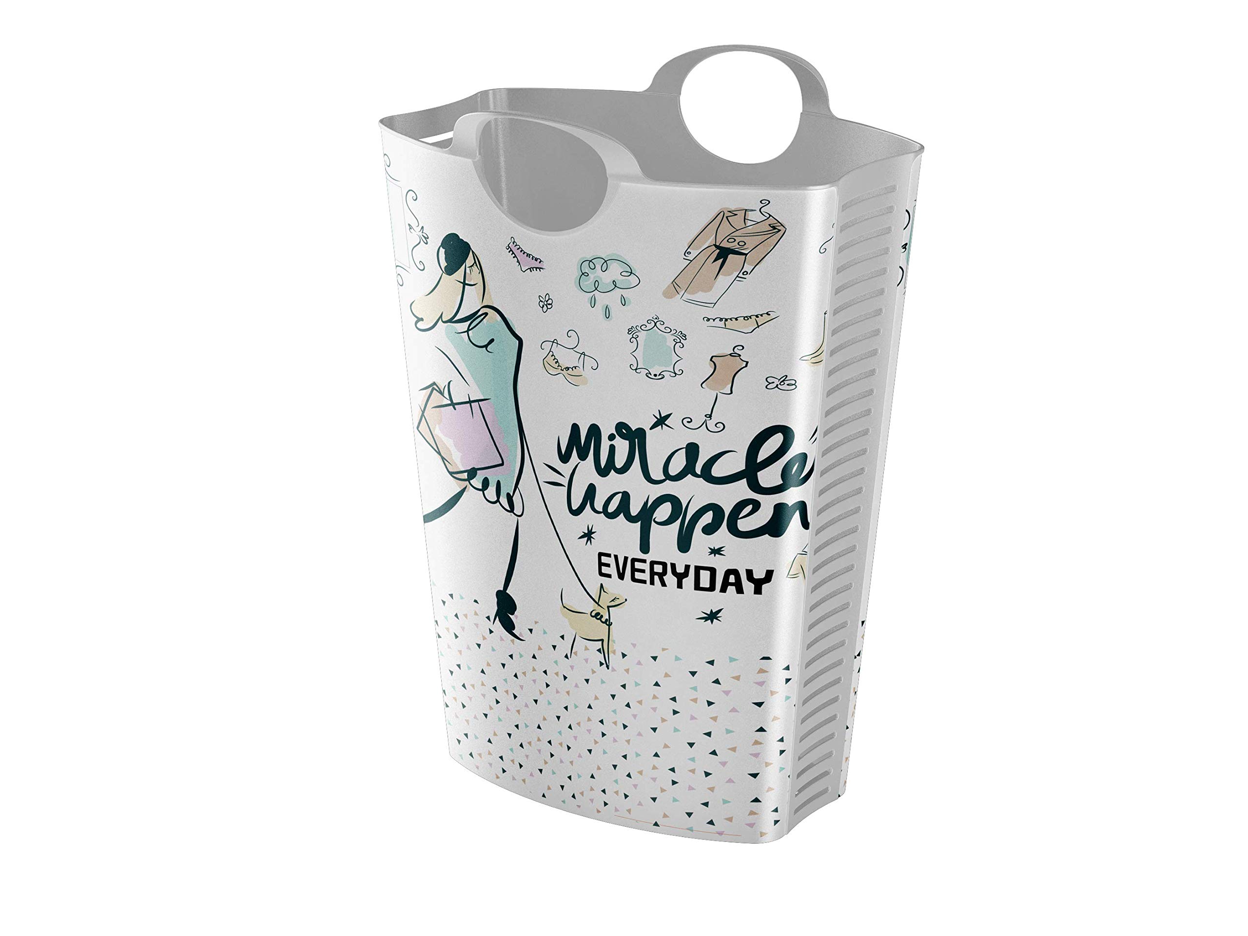 Life Story Panier à Linge 58L Avec Poignées & Aération - Corbeille à Linge Pliable & Aérée, Design Moderne 53×40×65 Cm