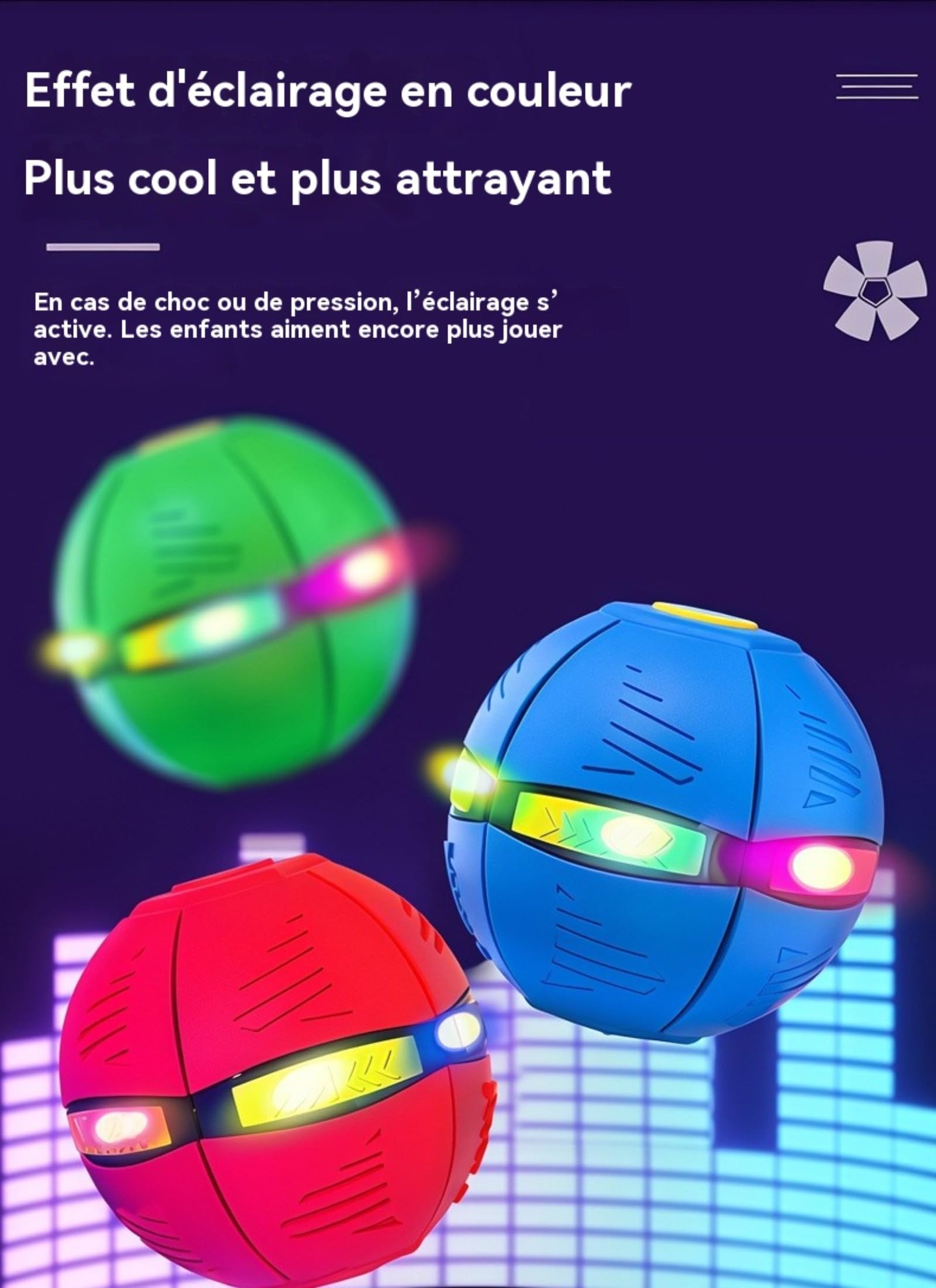 Generisch Ballon Sauteur pour Enfants, Soucoupe Volante Magique, Jouet Lumineux