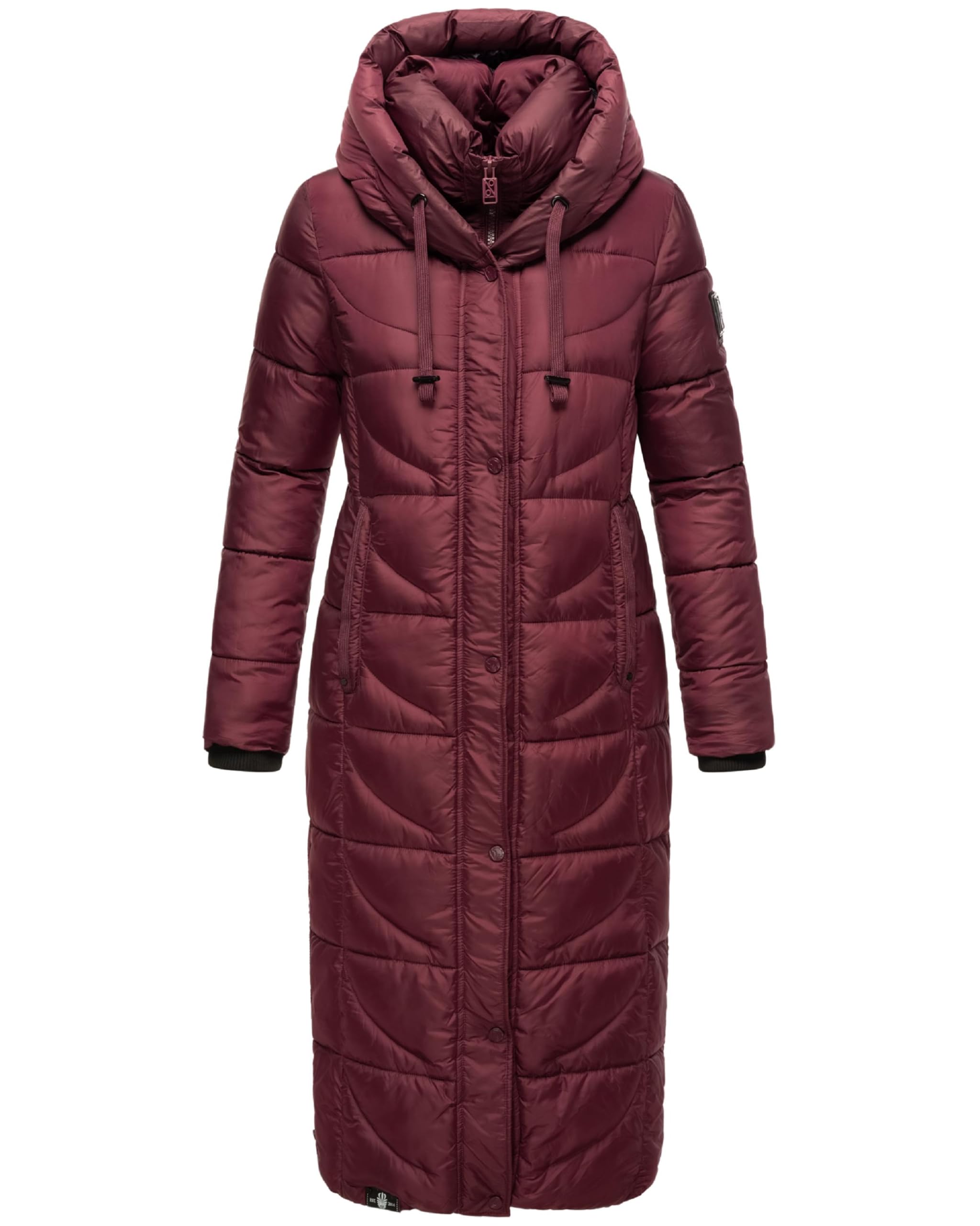 Navahoo Women's Winter Coat, Warm Quilted Coat, Extra Long with Hood Waffle XS-XXL, Wine Red, M