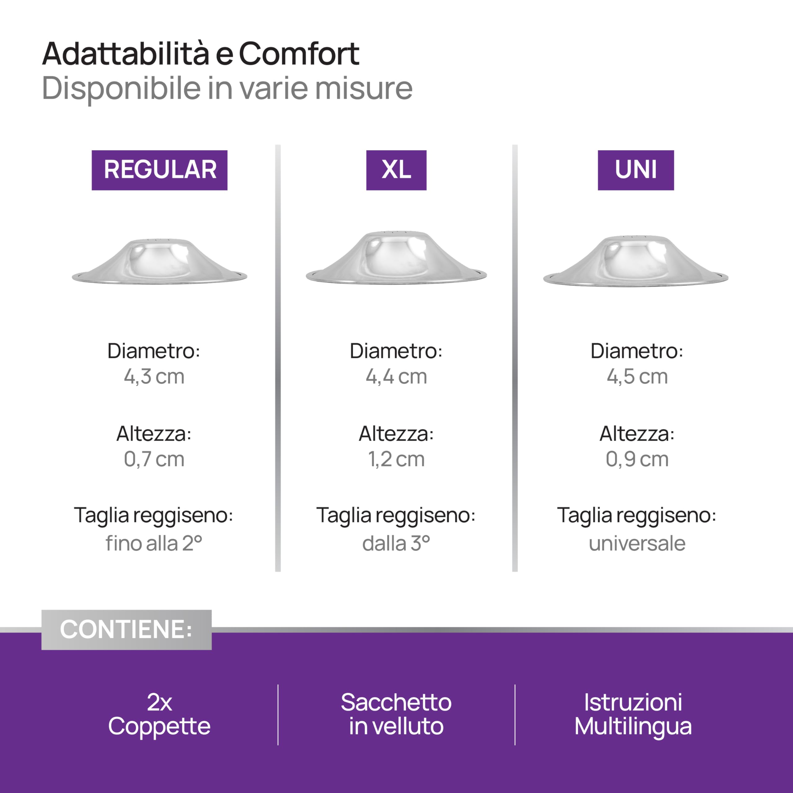 COVERbasics Paracapezzoli in Argento (SilverCups) Coppette Proteggi Capezzoli per Aiutare a Prevenire e Lenire Le Ragadi al Seno Durante l' Allattamento (Regular)