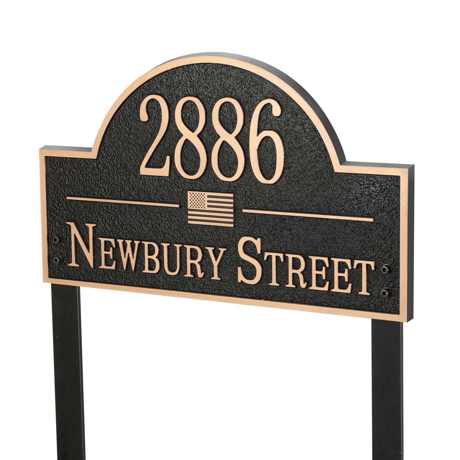 Lawn Address Sign Large Option - 15'' x 8.6'' Personalized Address Plaque,House Number Plaque Sign Plate for Lawn,Yard,Front Porch,Ground,Garden,Street,Driveway,Engraved Metal with 2 Stakes