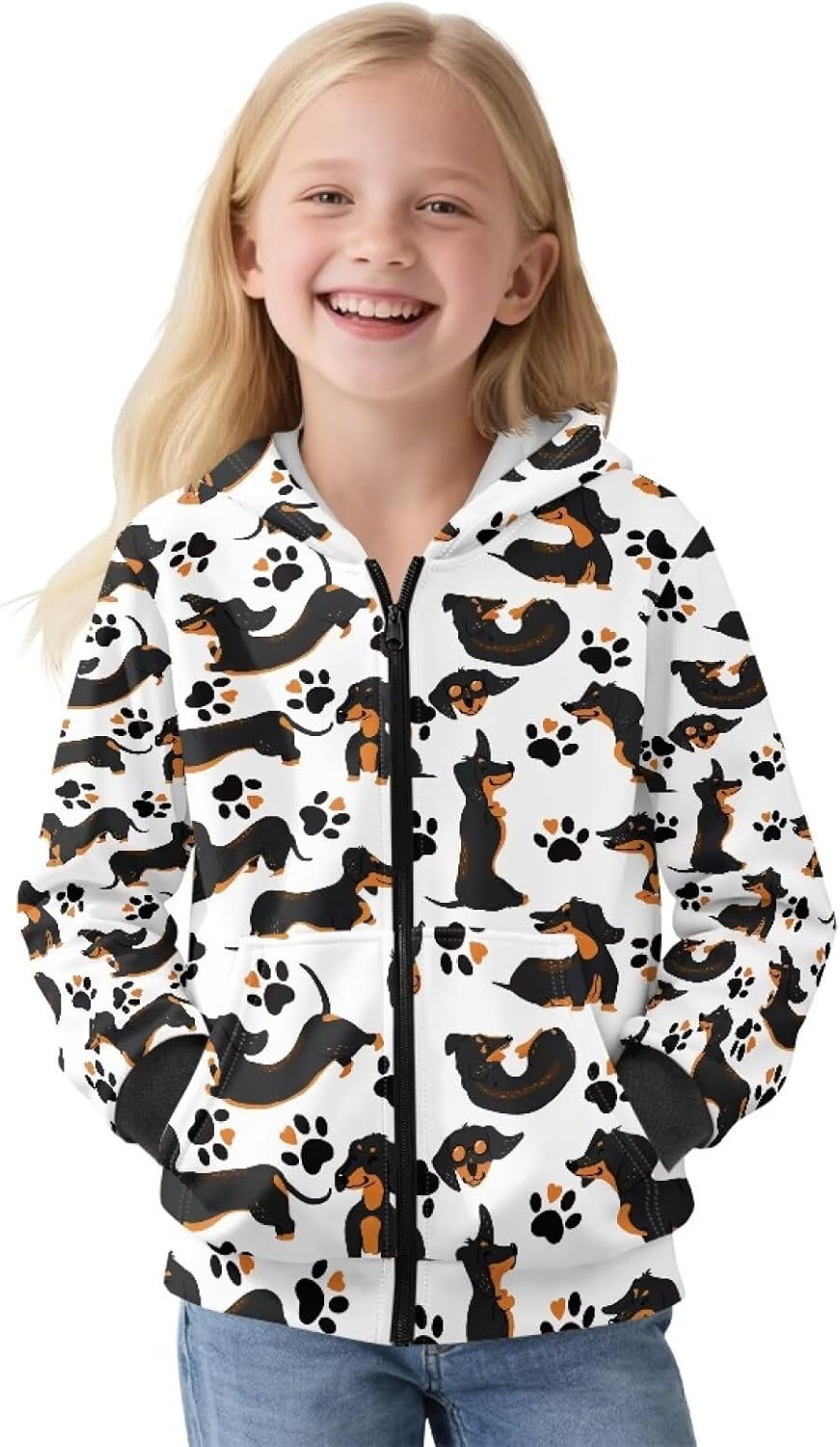 Girls Fleece Hoodies with Pockets Zip Up Sweatshirts Long Sleeve Sports Wear for Hiking