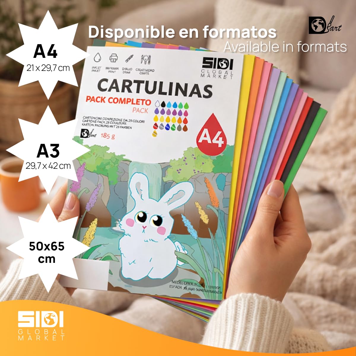 Carton A4 Noir 185 g Papier cartonné pour travaux manuels, Scrapbooking, imprimante jet d'encre et laser – SIDI (noir, 25h) - 5