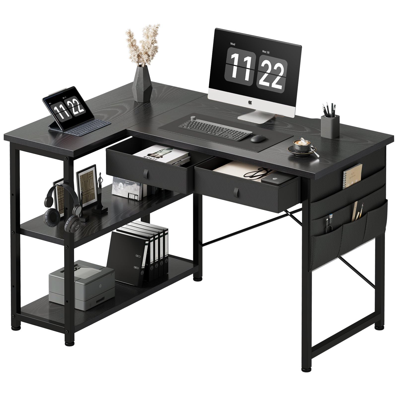 Mayitaです。デスク Amazon.com: SEDETA L Shaped Desk with 6 Drawer, 108