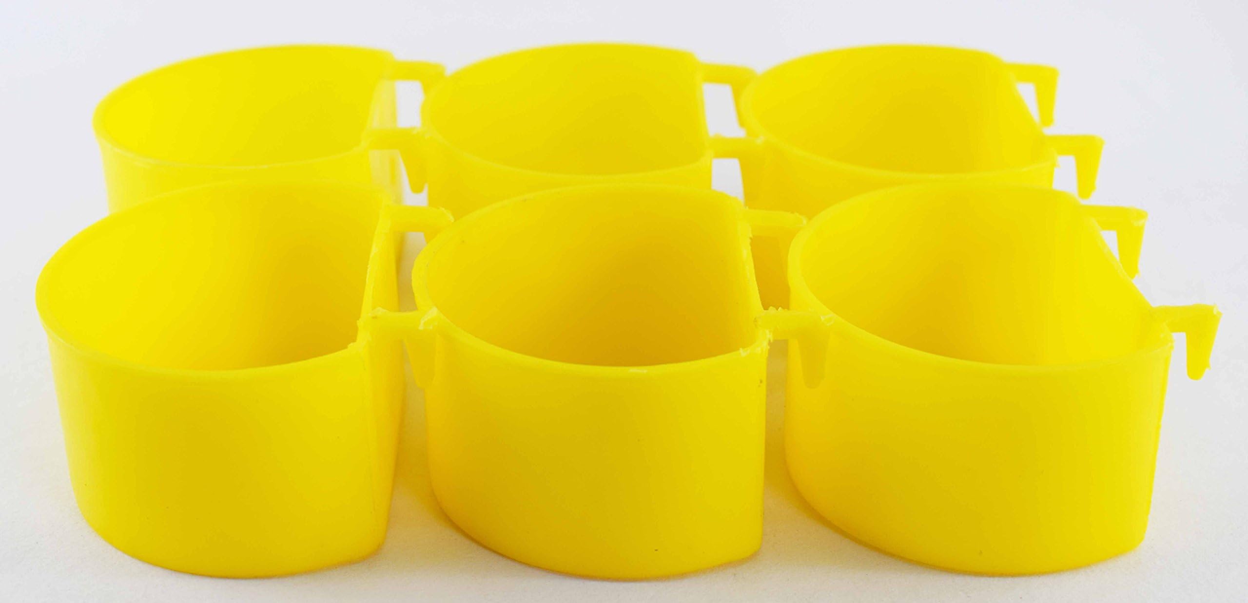COLOURFUL AQUARIUM - Imported Birds Feeding Plastic Cup | Cage Hanging Type (Cup, Set of 6, 200ml, Yellow)