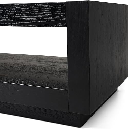 Miniatura 9 de Maven Lane Artemis Mesa de Café – Mesa Rectangular de 45 cm con Almacenamiento – Madera Sólida Negra – Ideal para Sala de Estar y Salón