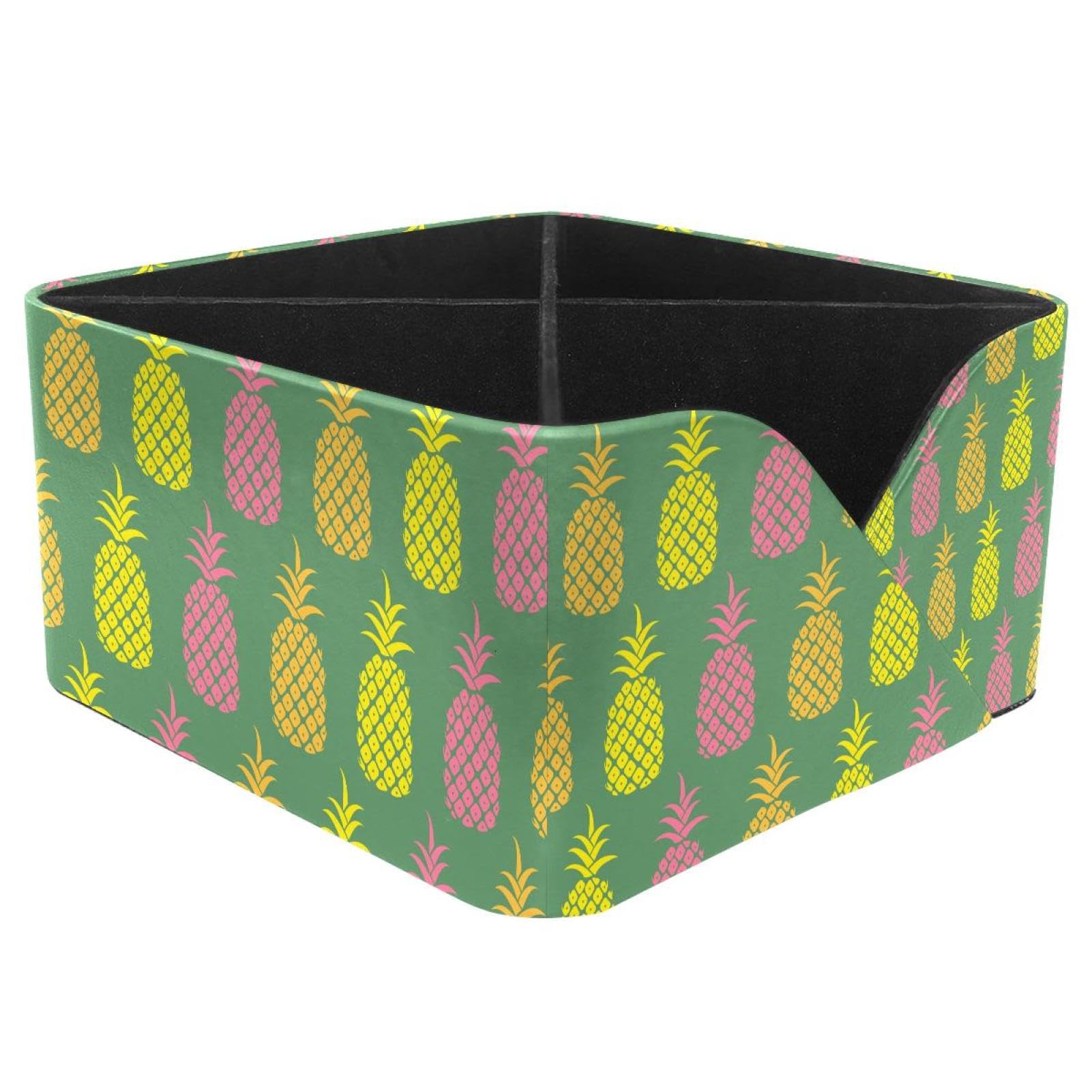KengjuTesu Pineapple Desktop Organizer Pen Holder, Rectangular Pencil Cup for Office, Study and Makeup Stations