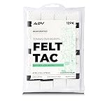 ADV Dry Tennis Overgrip Tape - 3, 12, 30, 60 Pack - FeltTac Tennis Racket Grip Tape - Ultra Absorbent Tennis Grip Tape - Comfort Tennis Racket Grips - Tennis Grips Overgrip (12-Pack White Perforated)