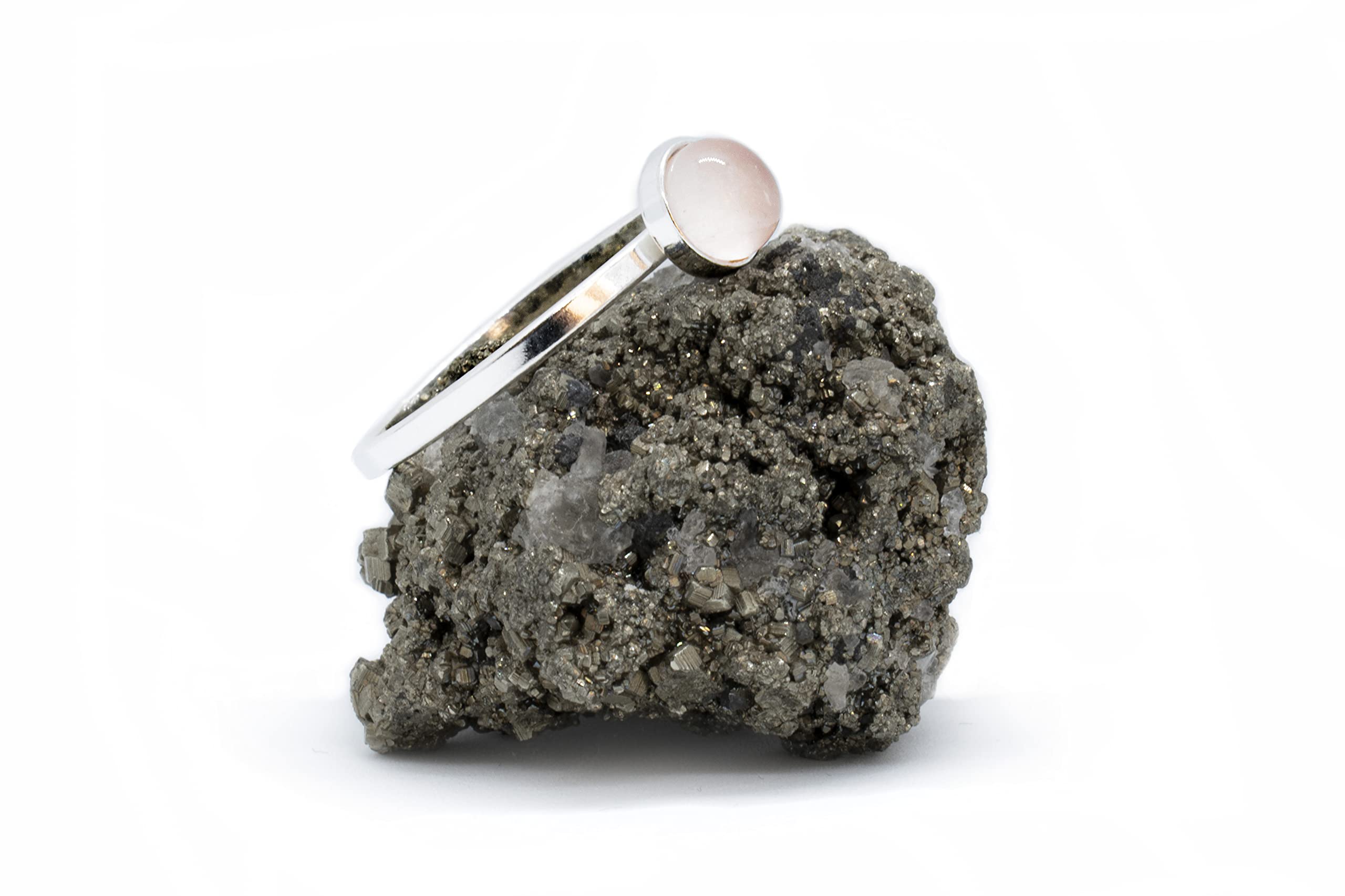 Anillo de Plata 925 con Cuarzo Rosa (Piedra Natural) 6mm