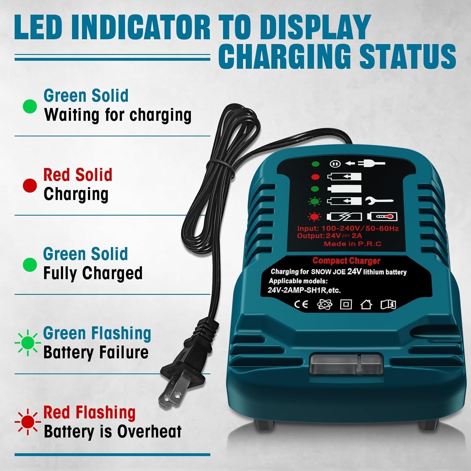 for Kobalt 24V Battery Charger Replacement Mini Charger, for Kobalt 24-Volt Power Equipment Battery Rapid Quick Charger