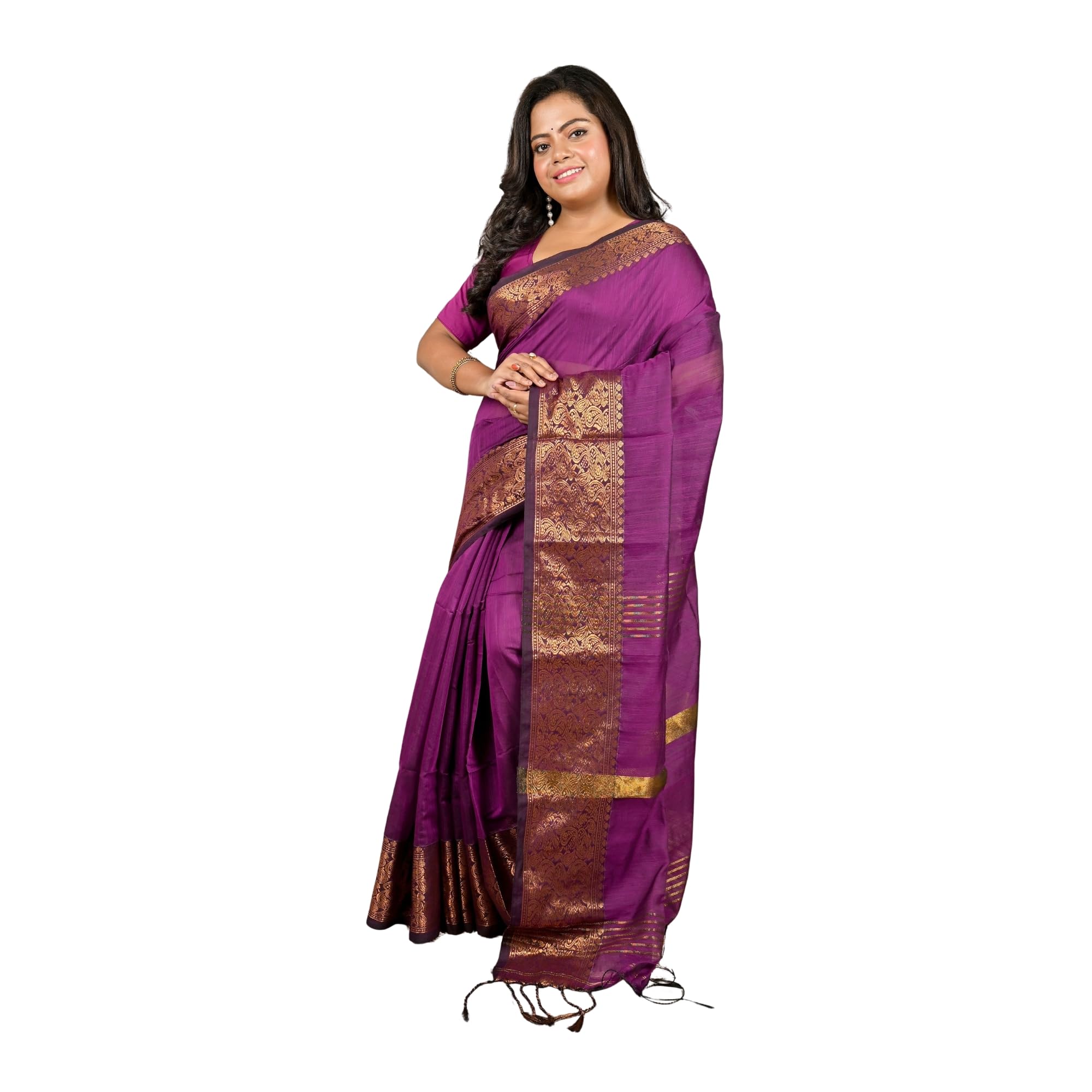 Woven, Printed Handloom Cotton Silk Saree-image-42