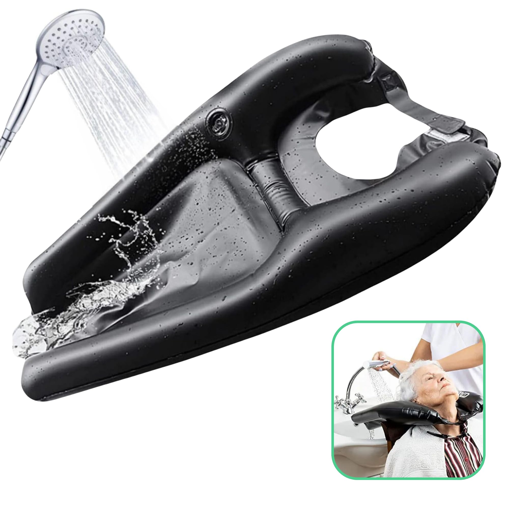 EURI | Lavacabezas Portátil para Casa | Lavar cabeza ancianos, personas encamadas | Lavacabezas Hinchable | Lavacabezas Portátil | Lavabo Portátil Cama | Cuidado de personas dependientes