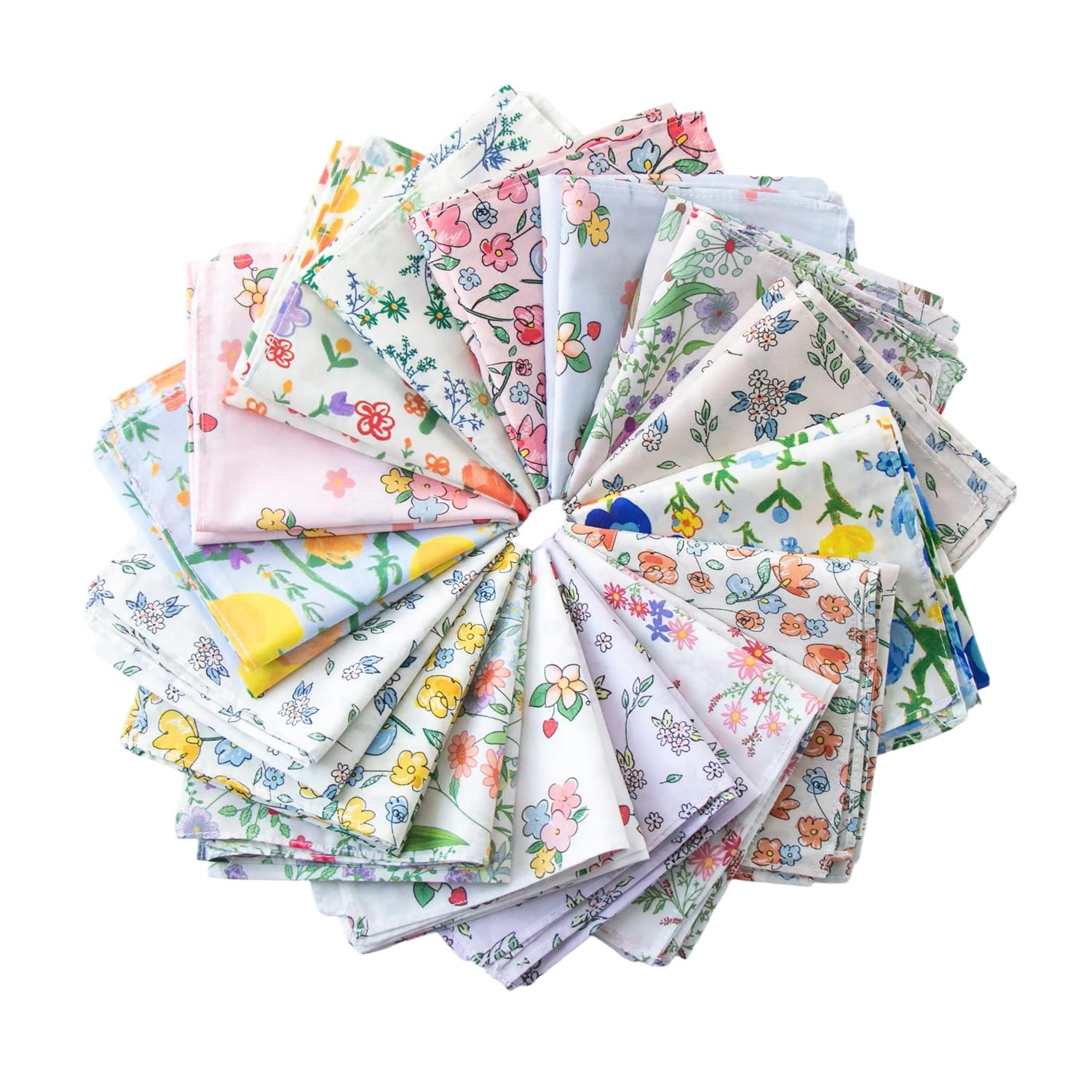 Cocousm Women's Zw-Bb Vintage Floral Handkerchiefs Fabric Cotton Hankies, 5Pcs