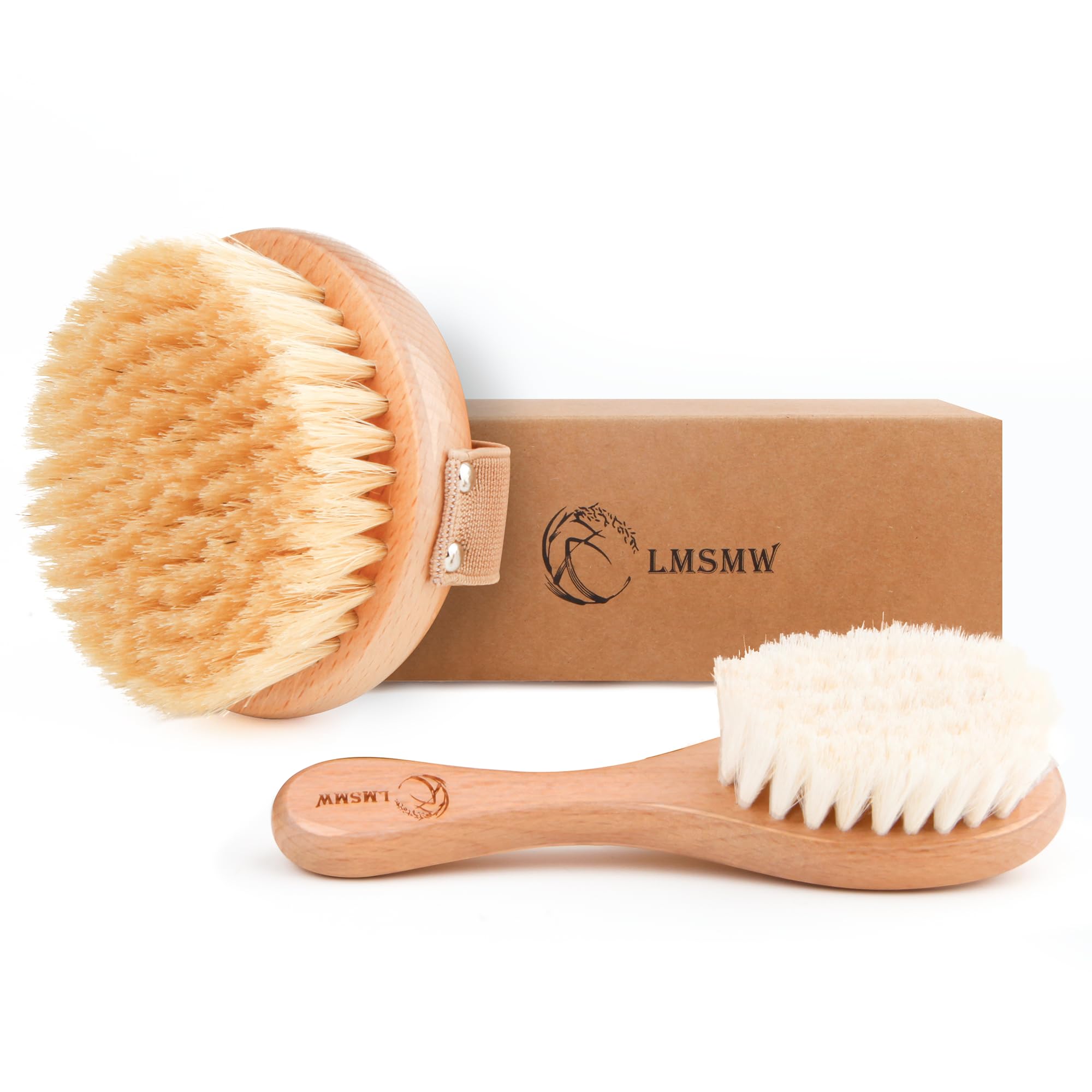 Photo 1 of ** small one only **Dry Brushing Body Brush Set for Body and Face, Boar Bristle Body Scrub Brush and Soft Facial Brush, Exfoliating Dry Brush Kit for Smooth Skin, Lymphatic Drainage, Cellulite, Blood Circulation, 2 Pack