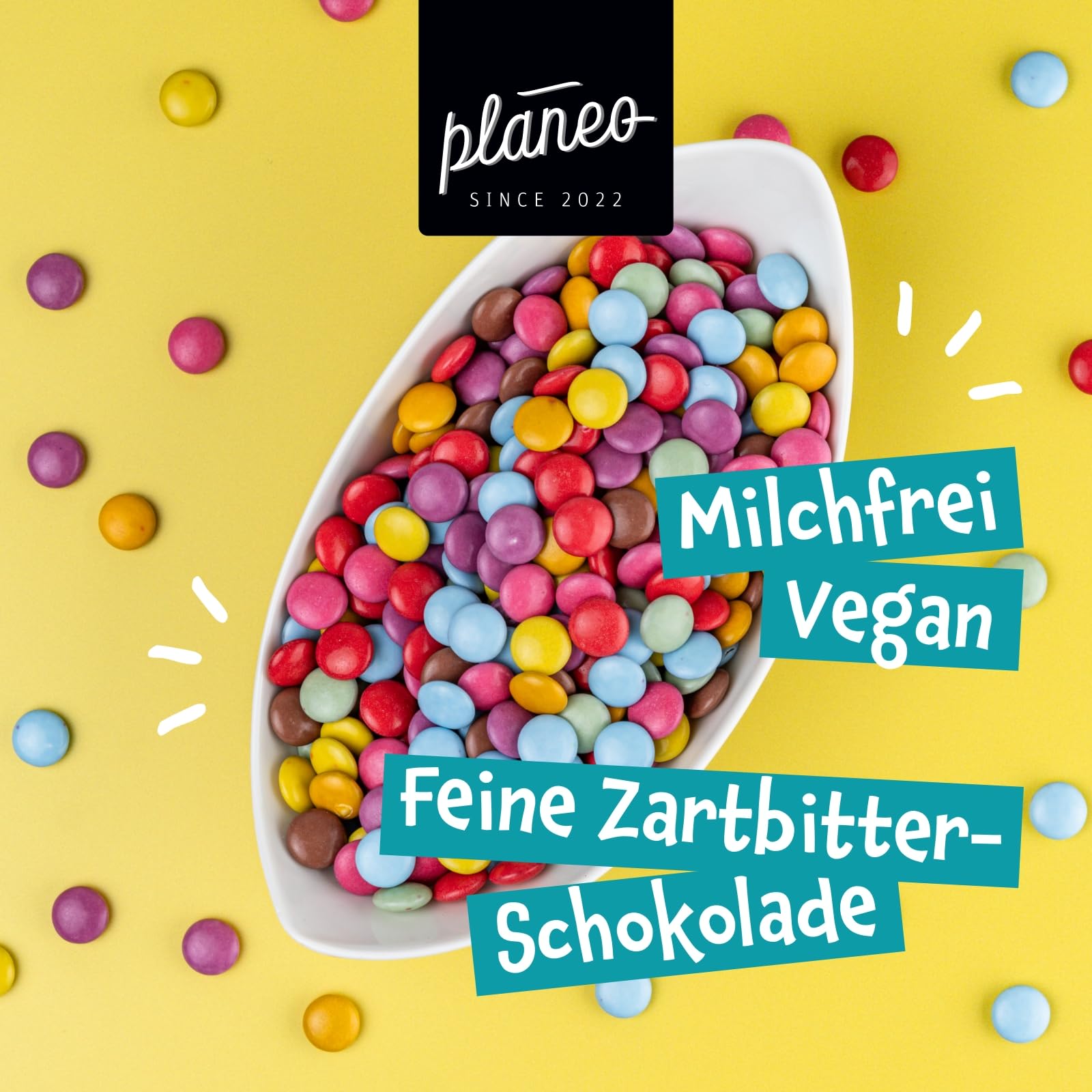Planeo Vegane Bunte Schoko Linsen 1kg - Großpack - produziert in Deutschland - Beste Qualität - Gentechnikfrei, vegan, günstig