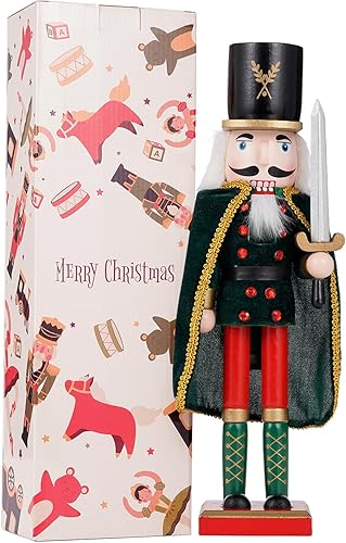 COMBIUBIU Decoraciones de Navidad de 14.8 pulgadas, adornos de cascanueces de madera, regalo festivo de cascanueces coleccionable para mesa,