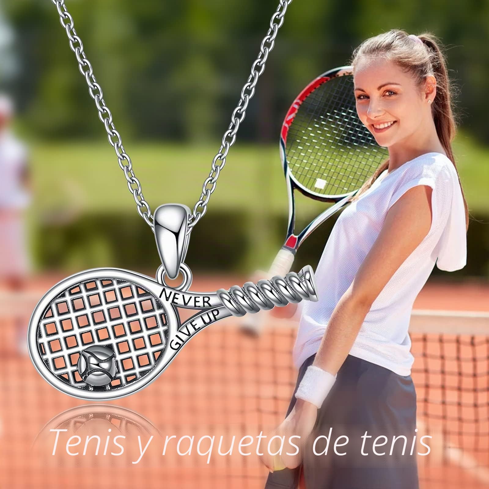 YFN joyas tenis plata de ley raqueta de tenis collar colgante/pulsera/pendiente regalo para mujer hombre niña niño