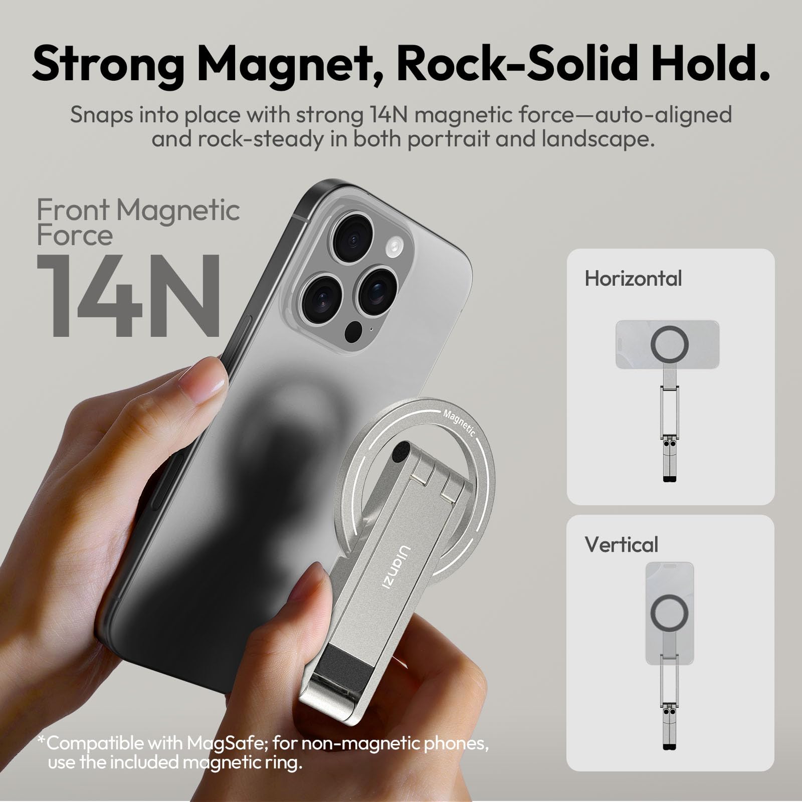 ULANZI MA60 Treppiede magnetico per telefono, Mini treppiede smartphone in alluminio con magnete bifacciale 14N, Porta telefono scrivania, Compatibile con iPhone 17,16,15,14,13,12 Samsung Xiaomi