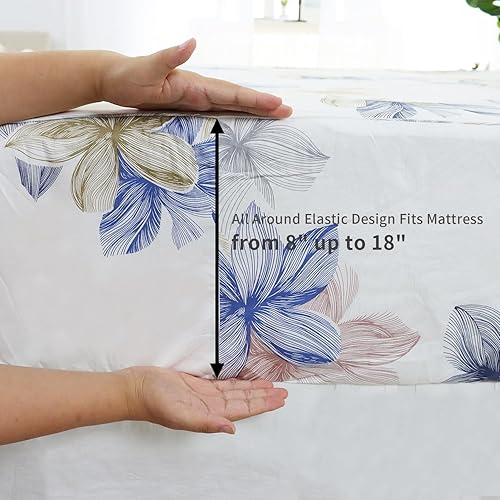 Miniatura 3 de Helthep Juego de sábanas florales TwinXL, juego de sábanas de algodón egipcio ultrasuave y transpirable con sábana bajera de bolsillo profundo,