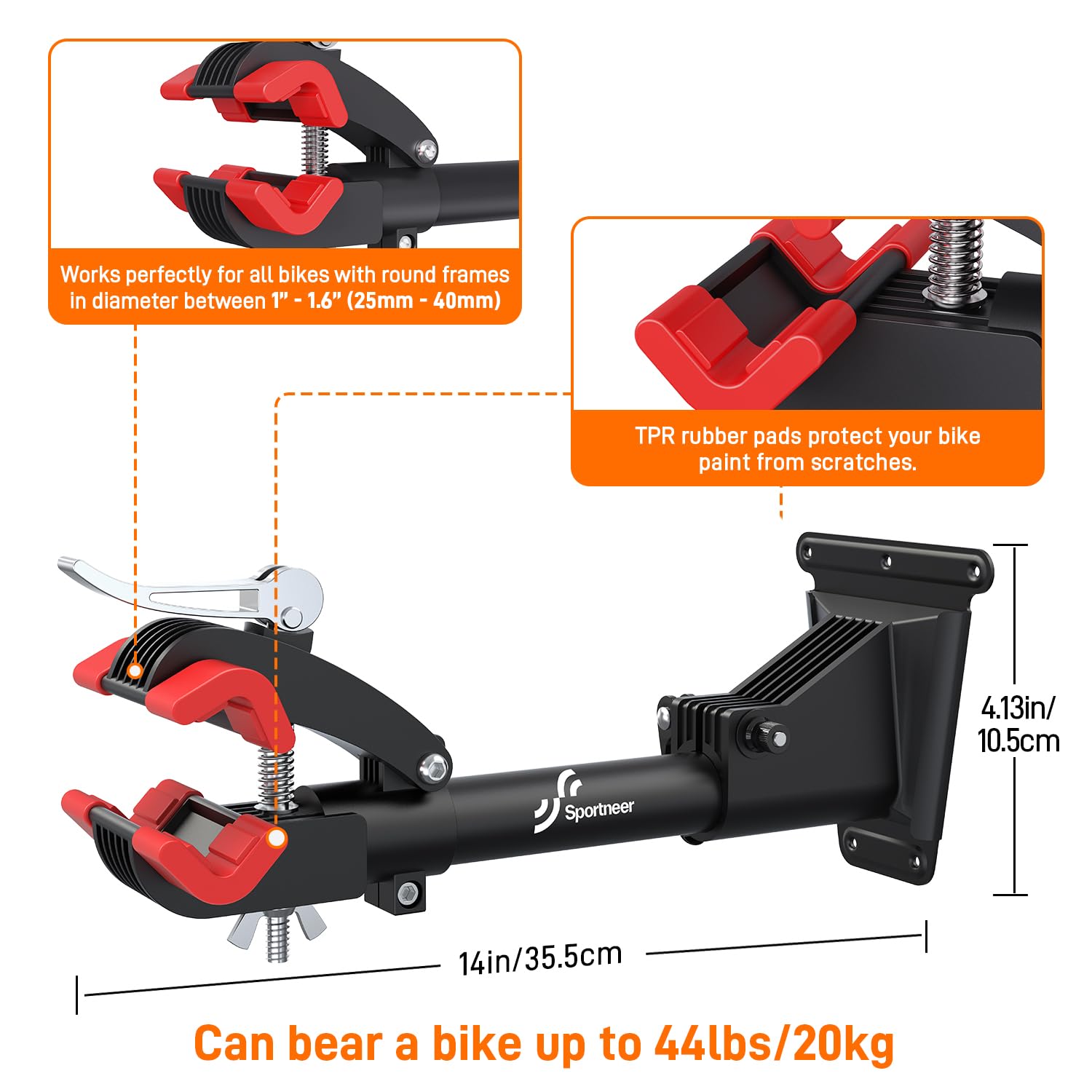 Sportneer Bike Repair Stand: 360 Rotatable Wall Mounted Removable Bike  Clamp Adjustable Home Bicycle Maintenance Stand with Mounting Plates - Main Image