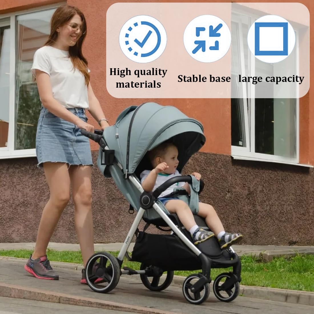 Portaoggetti e organizer per passeggino,1 borsa portaoggetti in rete per passeggino, cestino portaoggetti universale per passeggino, per riporre gli accessori per il bambino.