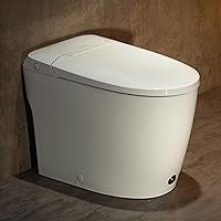 CastaDiva CD-W001 Elongated One-Piece Toilet: 17.2" ADA Comfort Height, 1.0 GPF Air-Pressure Flush, Foot Kick, 12" Rough-In White