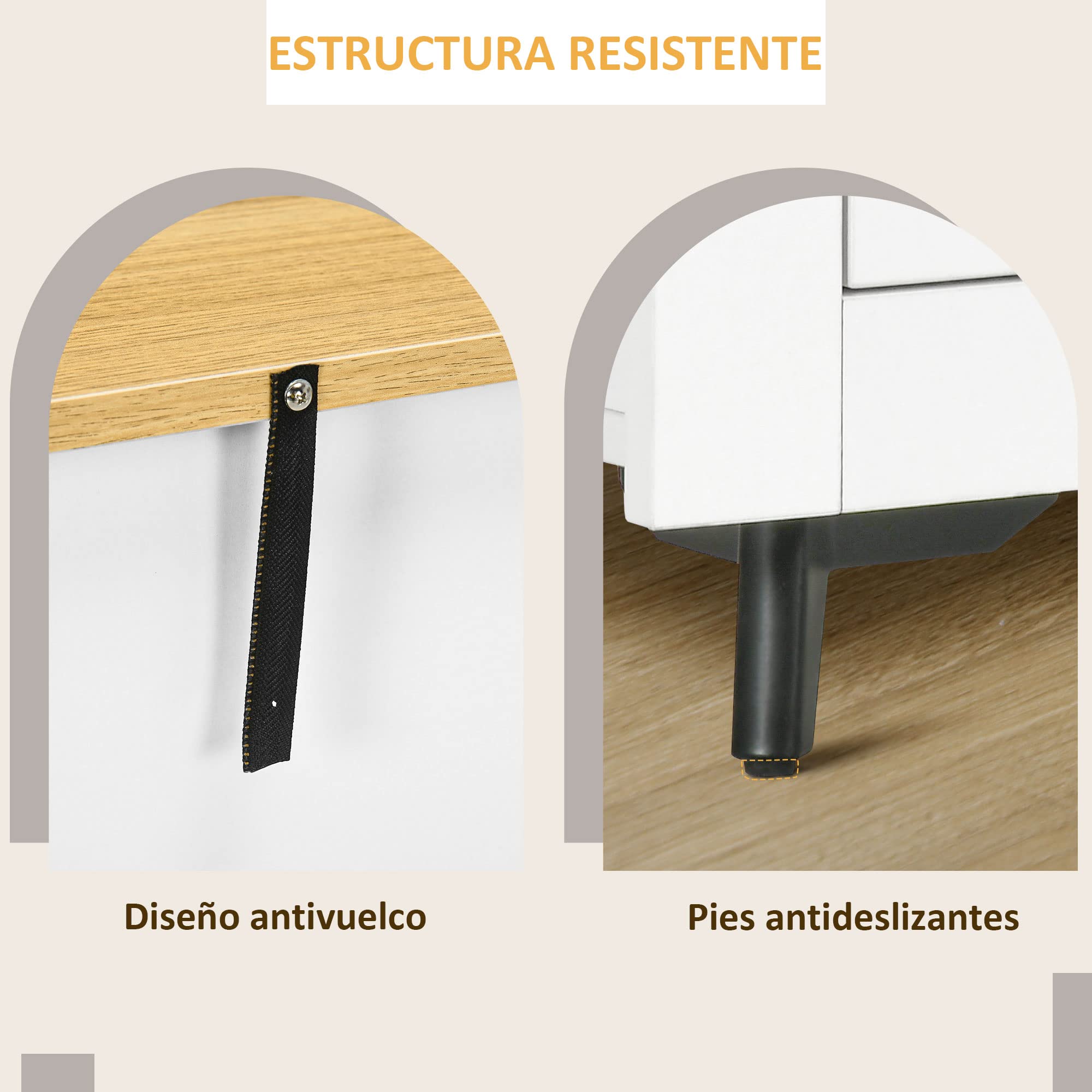 HOMCOM Aparador de Cocina Buffet Auxiliar de Comedor Moderno con Puertas Dobles y 2 Cajones para Salón Entrada Oficina 78x35x80 cm Blanco
