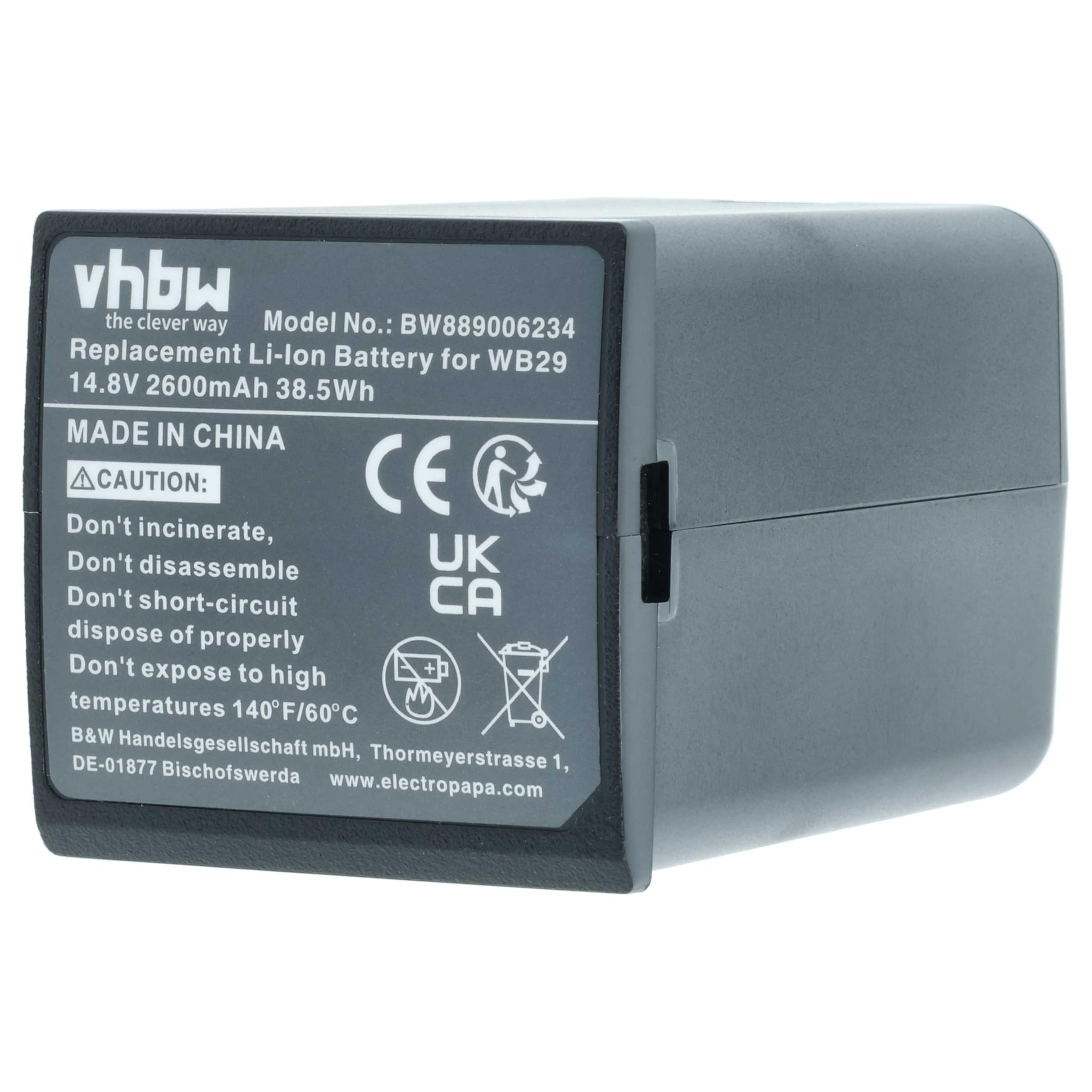 vhbw Akku kompatibel mit Godox WB300P, AD200, AD200pro, AD300 Pro Flash Blitzgerät, Kamera-Blitz (2600 mAh, 14,8 V, Li-Ion)