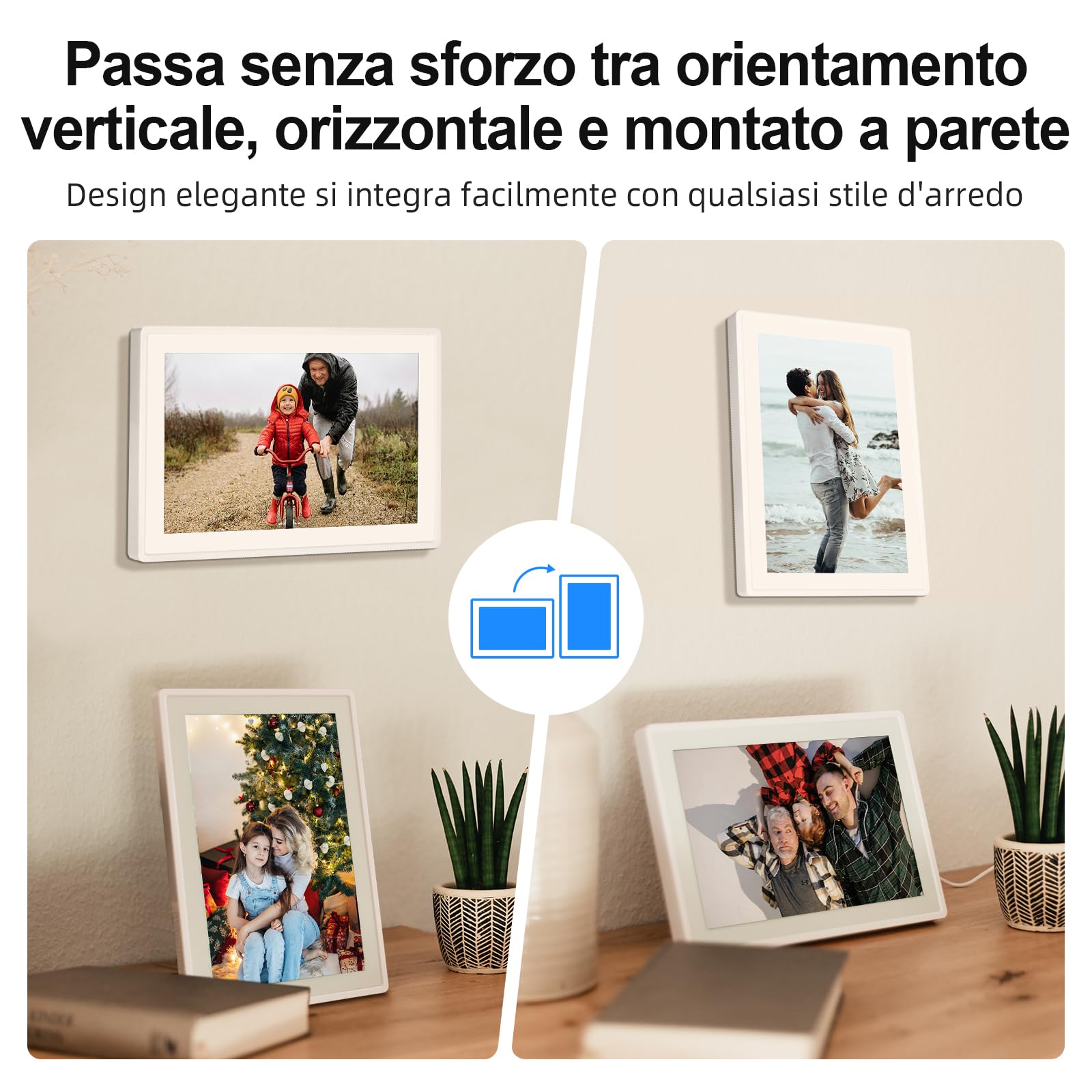 Cornice Digitale Foto, Rollei Smart Frame WiFi 100 10,1 Frameo Portafoto Digitale 32GB 1280x800 Schermo Tattile IPS Condivisione Istantanea di Foto e Video Bianco Cornice-Digitale-Foto-Frameo-WiFi