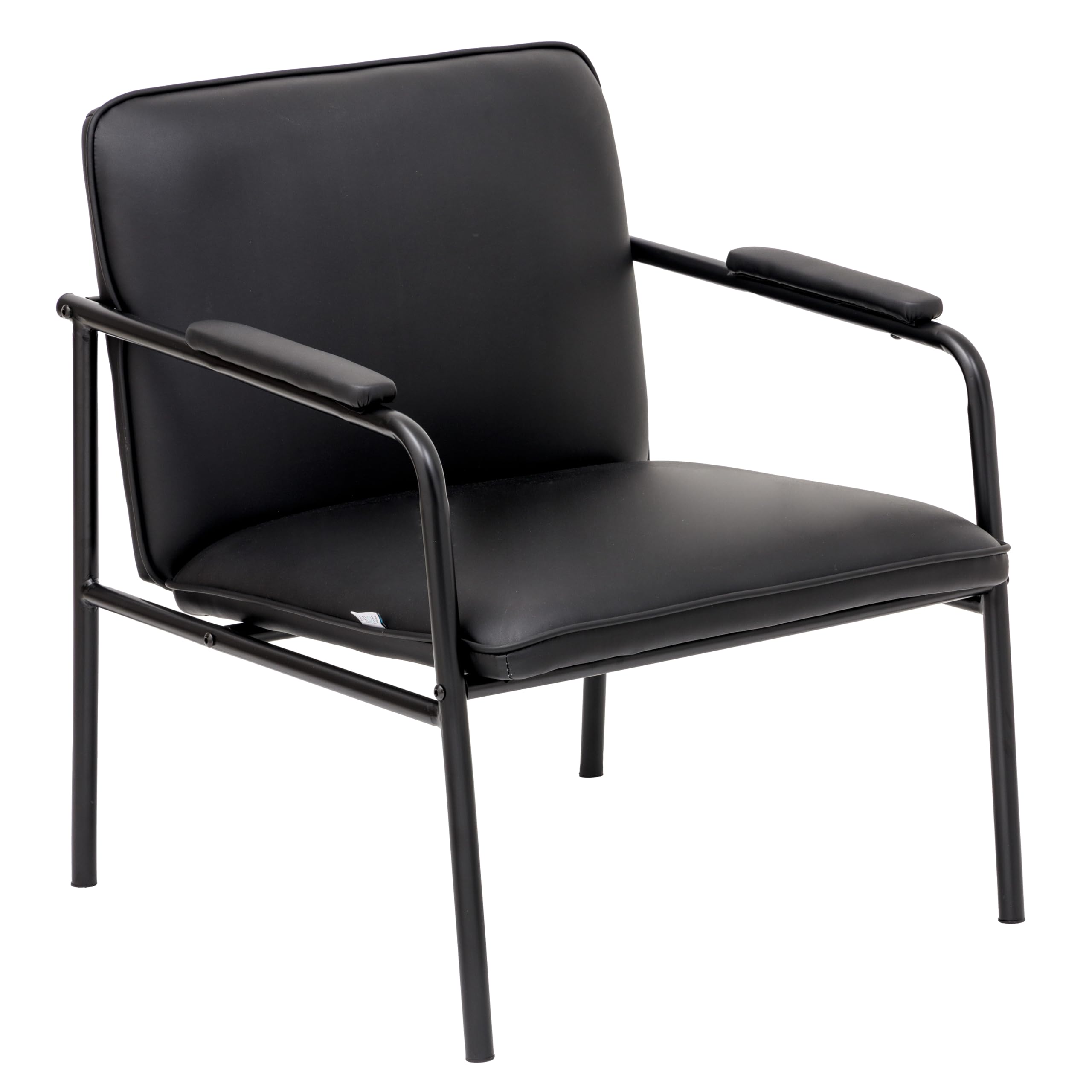 Baroni Home Poltrona in Ecopelle con Struttura in Ferro Design Moderno di Metà Secolo, Seduta Relax per Salotto, Camera da Letto, Ufficio, 78x59x64 cm, Nera