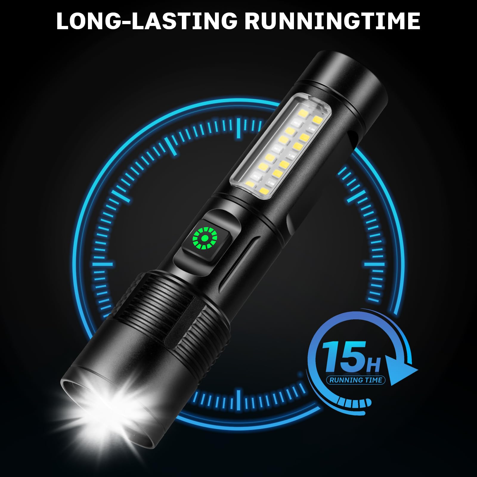 Paquete de 2 linternas recargables, luz de flash súper brillante de alto lúmenes, 6 modos de linterna, potentes linternas LED de mano para acampar en casa