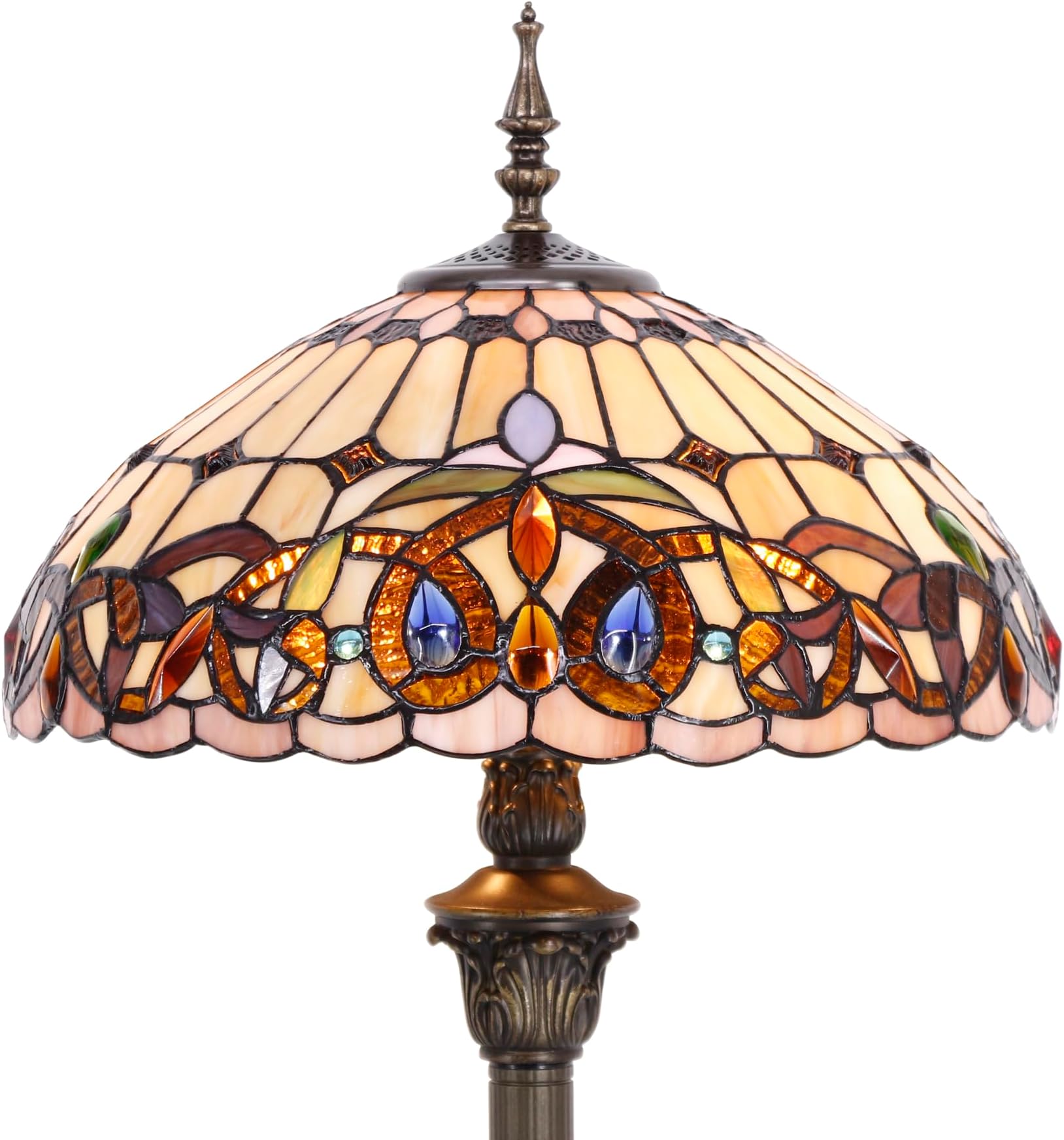 Tiffany Floor Lamp Serenity Victorian Stained Glass Standing Reading Light Antique Pole Corner Lamp 16X16X64 Inches Decor Bedroom Living Room Home Office S021 Series...