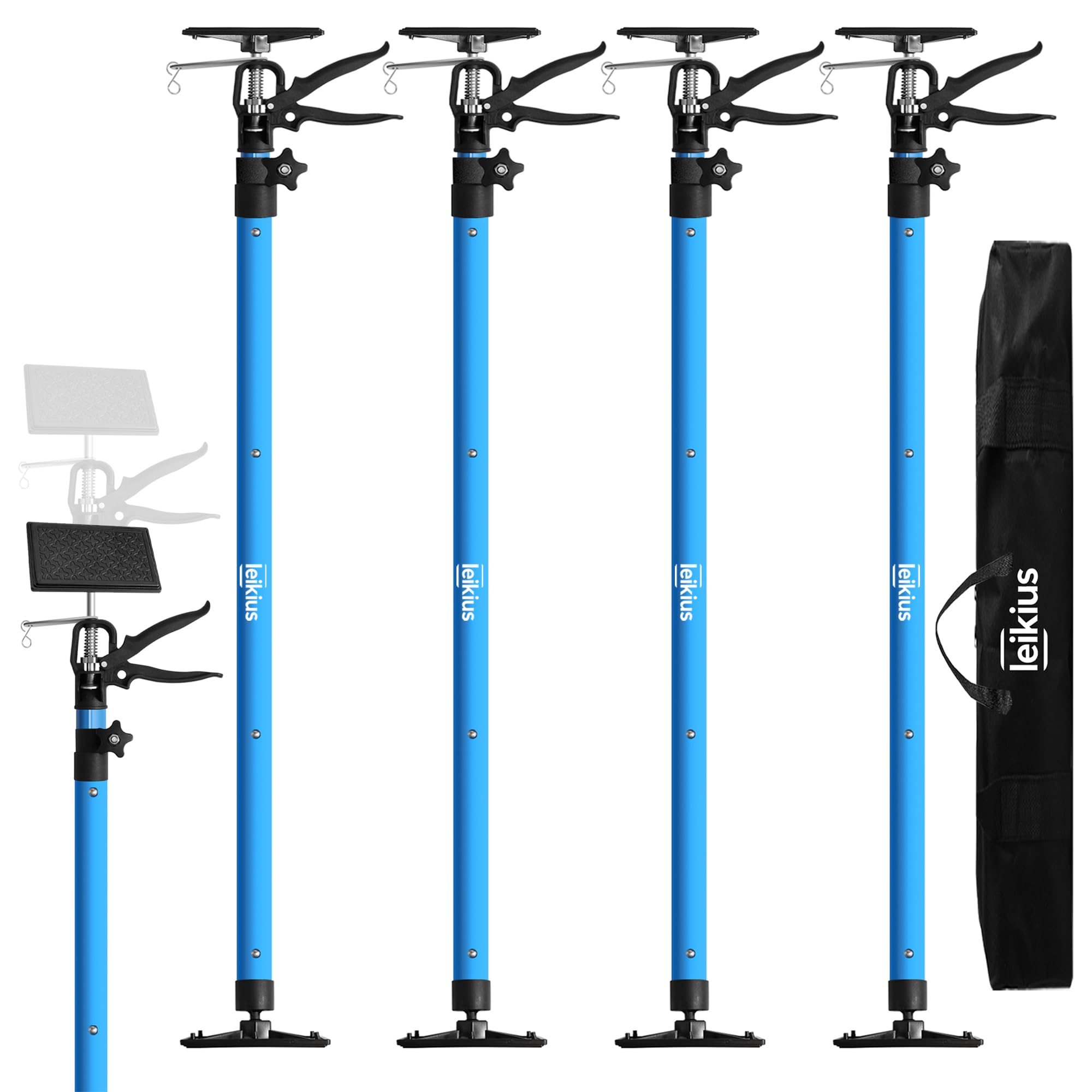 4PK Dust Barrier Poles,Steel Cabinet Jacks for Installing Cabinets,Adjustable 45.3-114.3" Quick Support Rod,Telescopic Support Pole for Zipwall