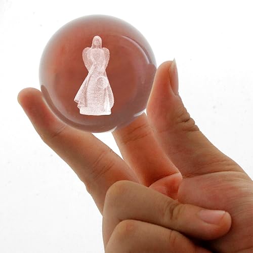 Miniatura 5 de vskikris Bola de cristal de hadas de luna 3D y figura de ángel 3D, pisapapeles de cristal, decoración del hogar regalos