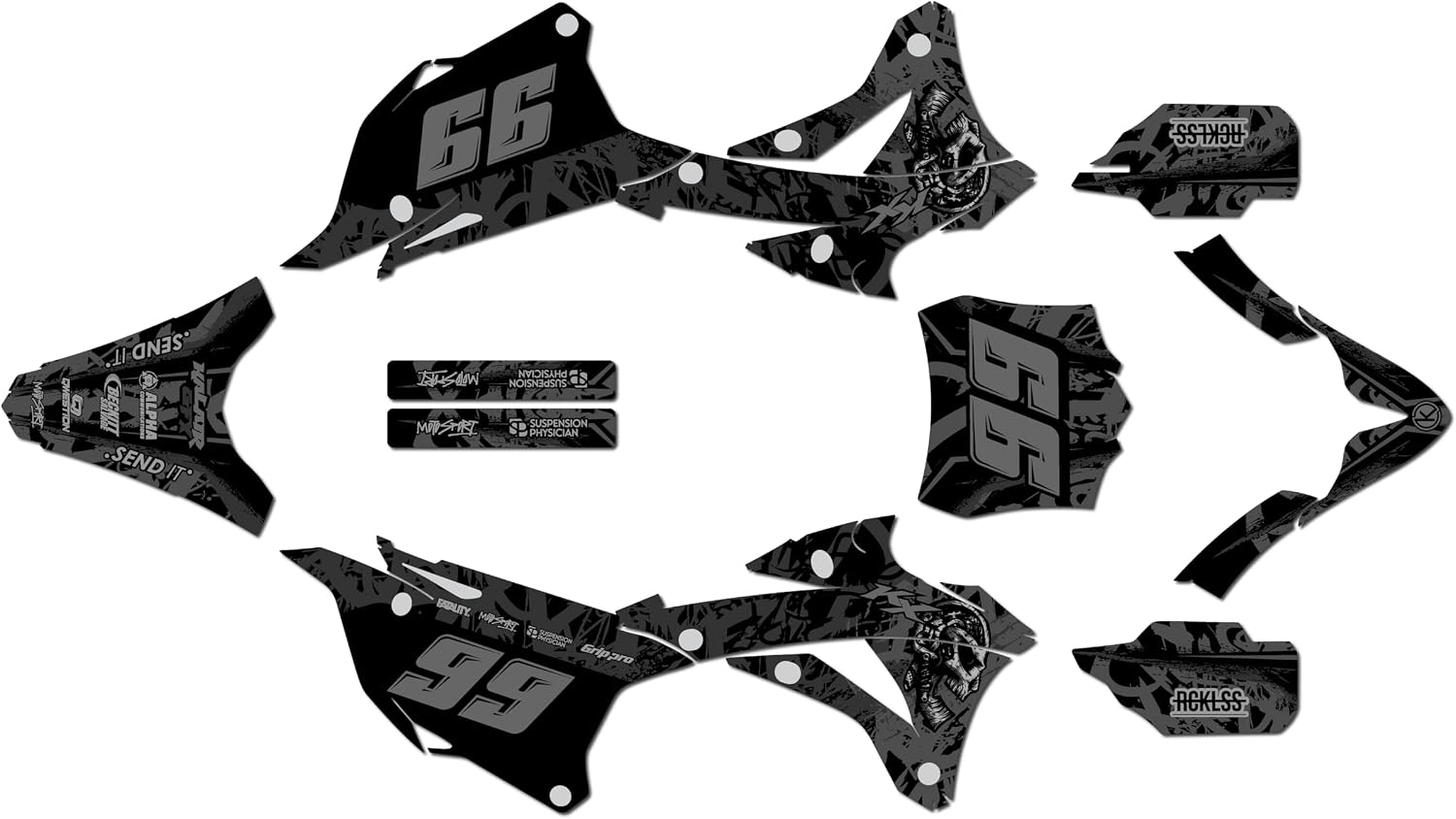 Graphics Kit for Kawasaki KX85 and KX100 (2014-2021) Revolt Series Purple 16 Mil - On/Off the Road - Dirt Pit Bike Motorcycle Sticker, Dirtbike Racing Decal Motocross no-Plastics