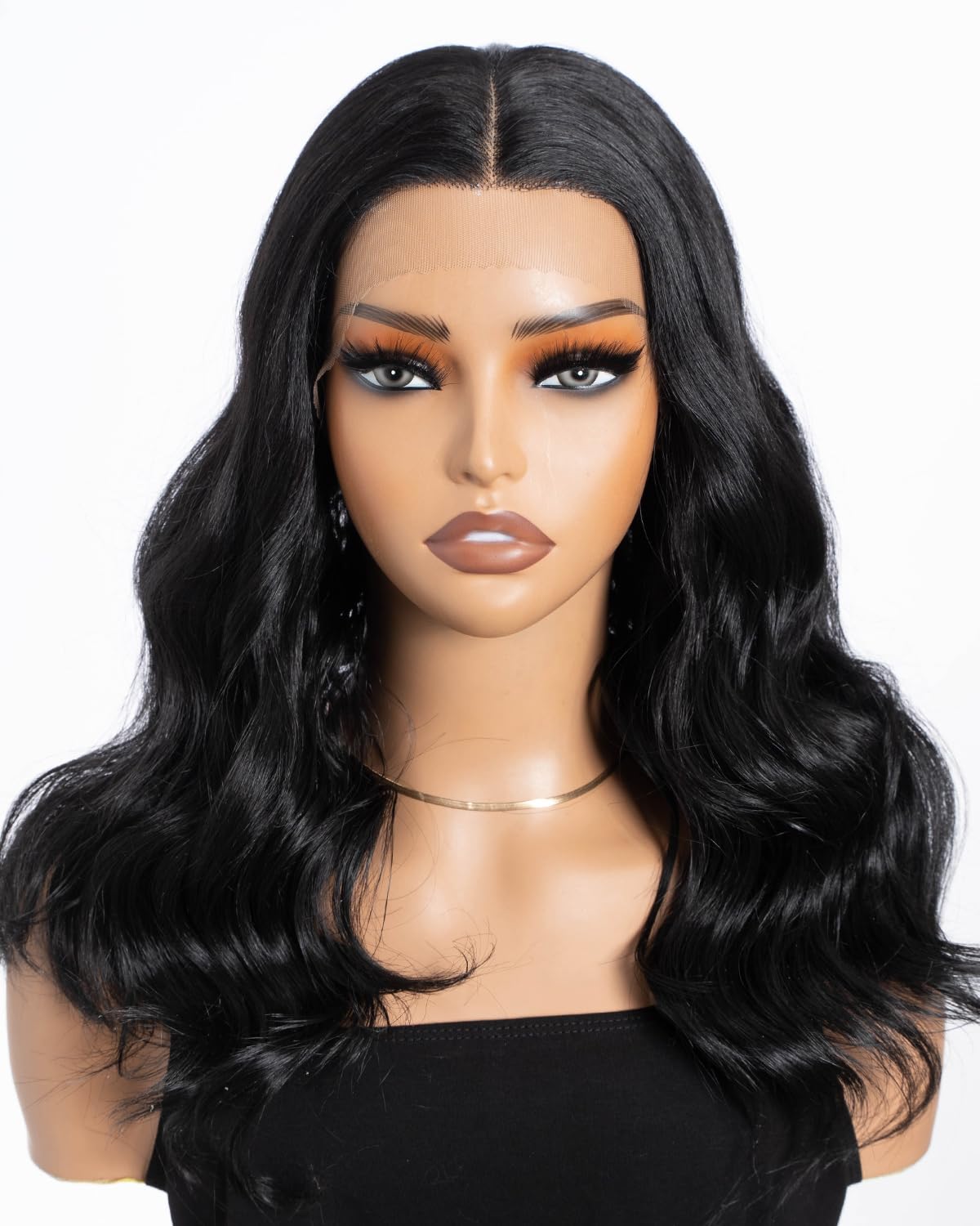 Style IconShort Lace Front Wigs 17 Inches Loose Curly Synthetic Wigs For Women Heat Resistant Fibre (1B)