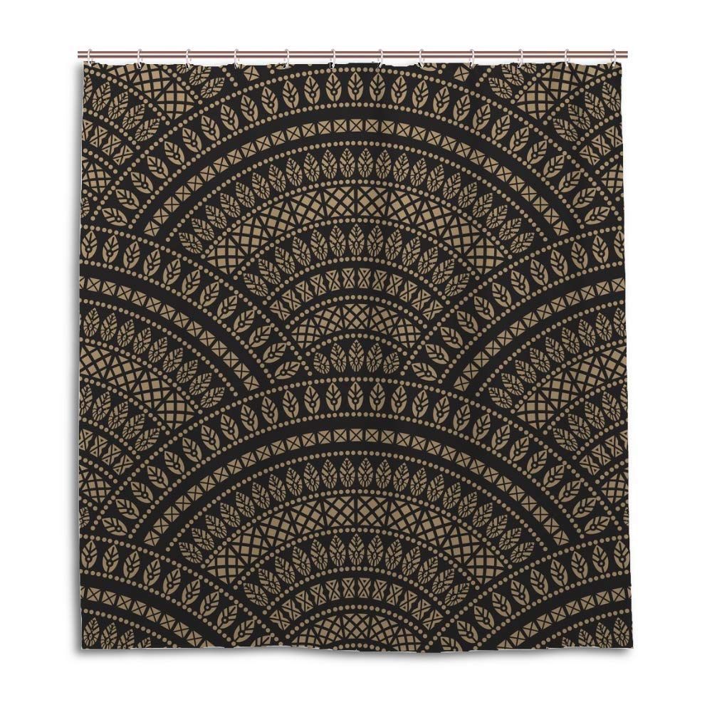 Rideau de douche étanche géométrique foncé 152x182 cm anti-moisissure avec crochets