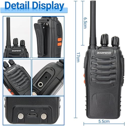 Miniatura 6 de Walkie Talkies para adultos de largo alcance recargable walkie talkie con auriculares, radios de 2 vías UHF transceptor de mano Walky Talky con