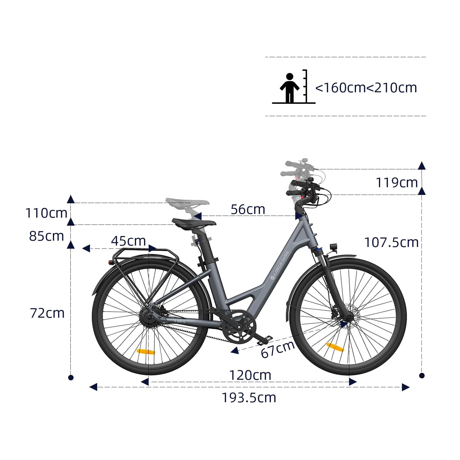 A Dece Oasis ADO Air28 Vélo électrique Urbain 28", Entraînement par Courroie, Freins à Disque Hydrauliques, Applications Intelligentes, Batterie Amovible au Lithium 36 V 9,6 Ah, Autonomie de 100 km