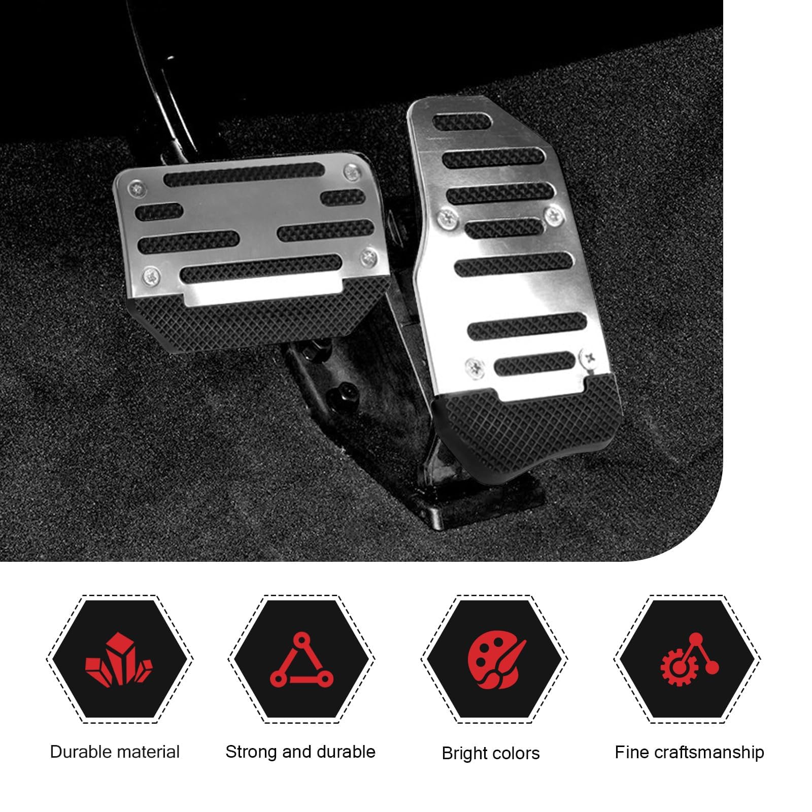 GQCUHMEMY Car Accelerator Brake Pedal Covers, for Ford Puma/Puma St SUV 2019 2020 2021 2022 2023 2024 2025-2026 Anti Slip Foot Treadle Pads Rubber 