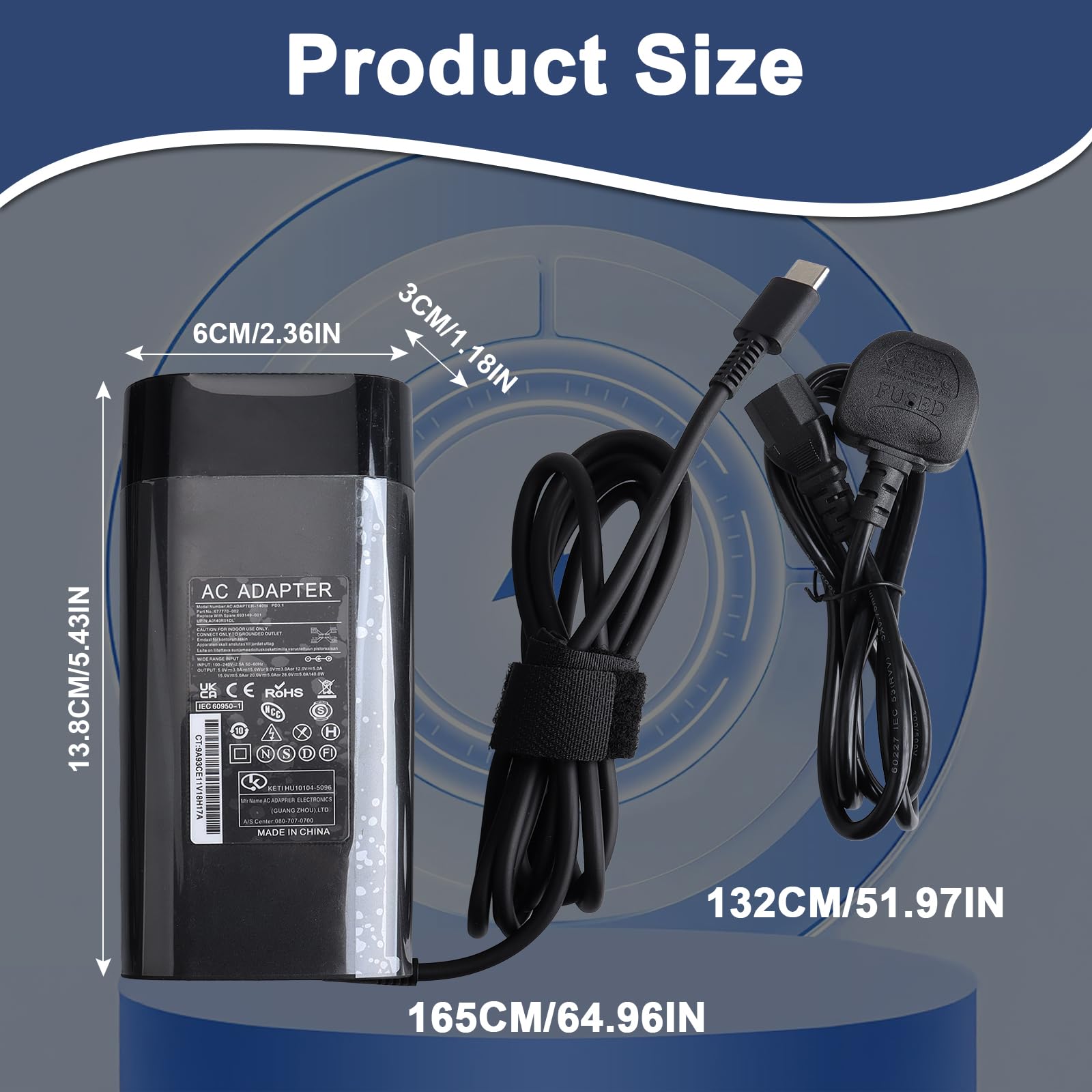 140W Alimentatore Portatile USB C per HP ZBook Ultra G1a 14" HP ZBook 8 G1i G1ak 14" 16", H-P Omen Transcend 14, Z-Book Firefly 14 16 G11 G10 Spectre X360 2-in-1 16-aa0023dx 0047nr 0097nr
