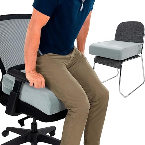 Vive Seat and Chair Cushion - Easy Rise for Elderly for Office, Wheelchair, Desk, Car & Couch - For Computer Use - Foam Sofa Pad With Cover - For Adults/Seniors - Relief for Back, Tailbone or Sciatica