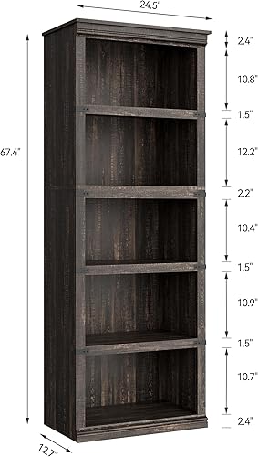 Miniatura 2 de GAOMON Estantería de 5 niveles, estante de libros de granja con estantes abiertos de almacenamiento, estantería de madera de 5 estantes de madera
