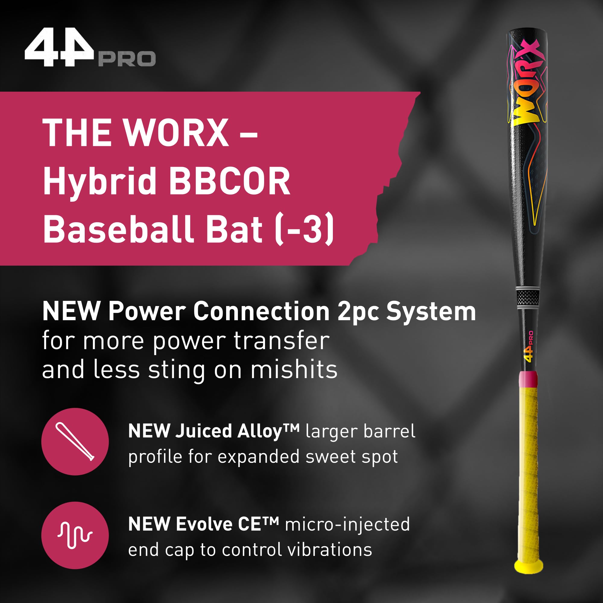Amazon | 44 PRO 2026 The Worx ハイブリッド BBCOR 野球バット 2