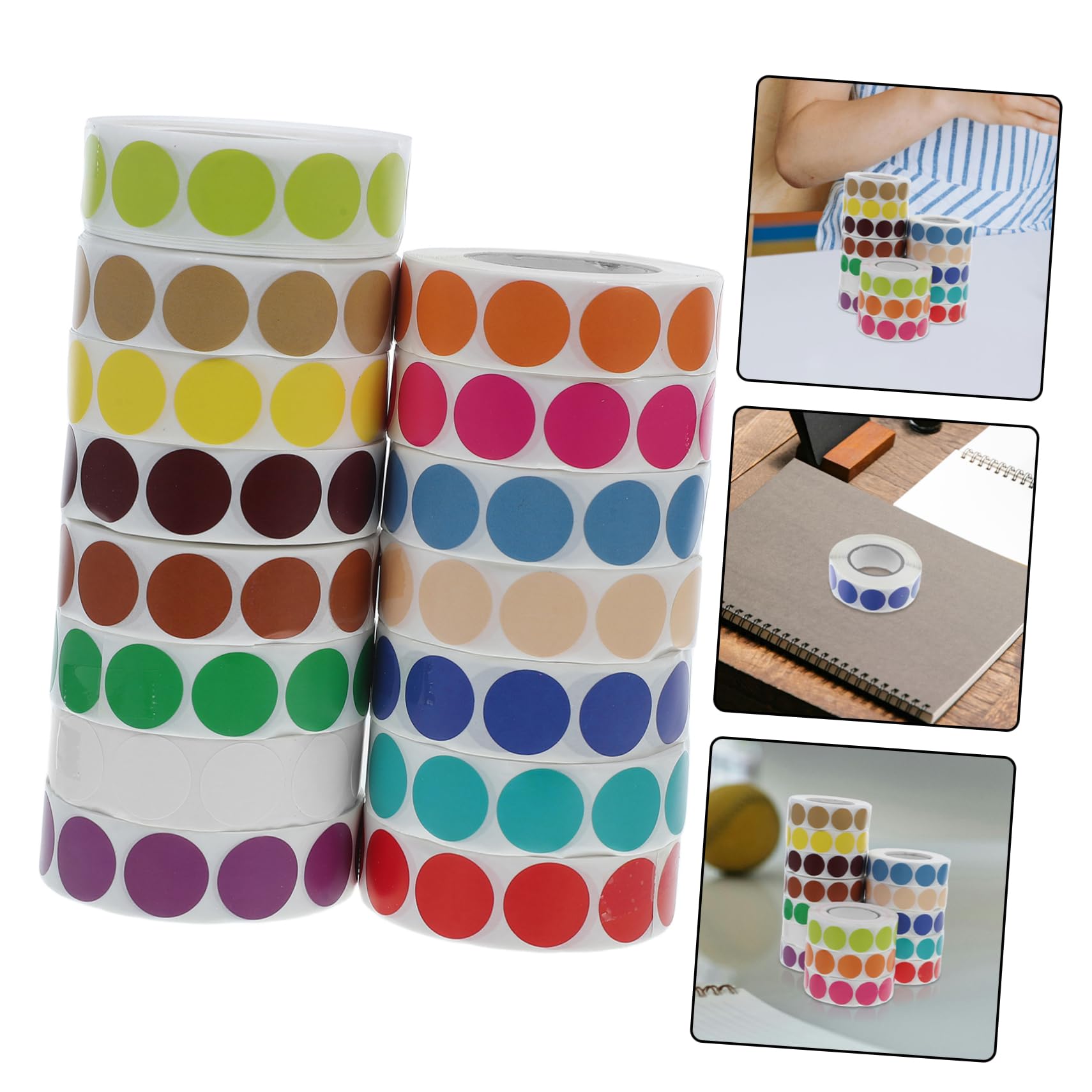 15 pièces Autocollants Ronds Adhésifs de Couleur Étiquettes pour Aliments Scolaires et Étiquettes Code Couleur Pratique Diamètre Autocollants Auto Adhésifs Multifonctions